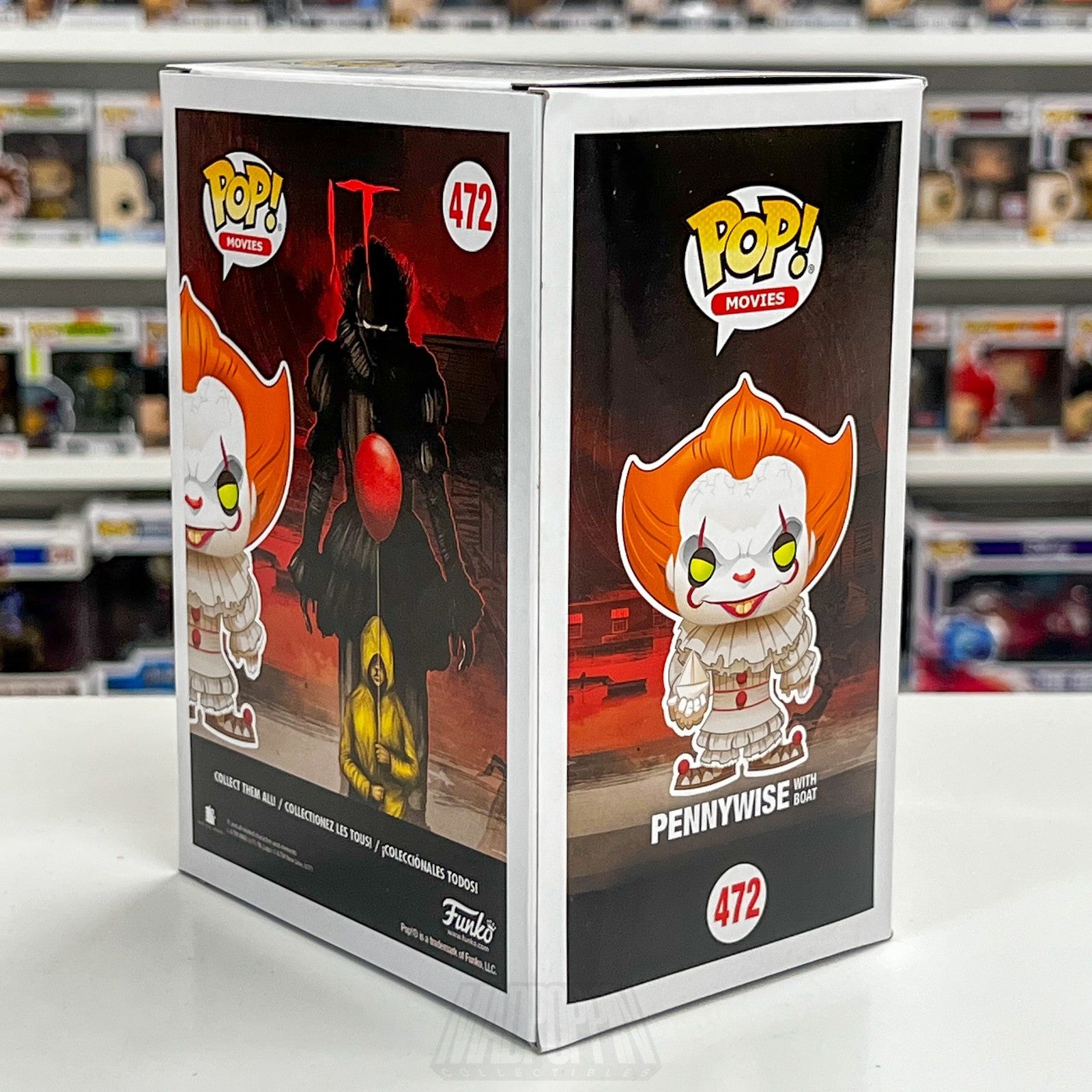 Funko Pop Movies IT Pennywise With Boat Blue Eyes 472 Horror Clown Vinyl Figure4