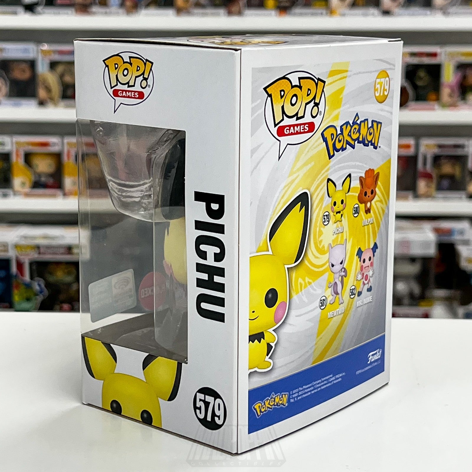 Funko Pop Games Pokemon Pichu Flocked WonderCon 579 Official Sticker TCG Figure2