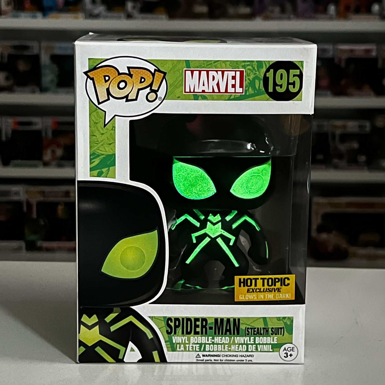 Funko Pop Marvel Spider-Man Stealth Suit Glow Hot Topic 195 Toy Vinyl Figure0