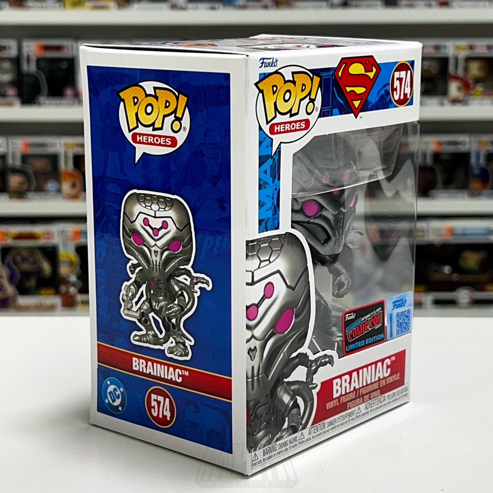Funko Pop DC Heroes Brainiac 574 NYCC Official Con Sticker Superman Android Toy