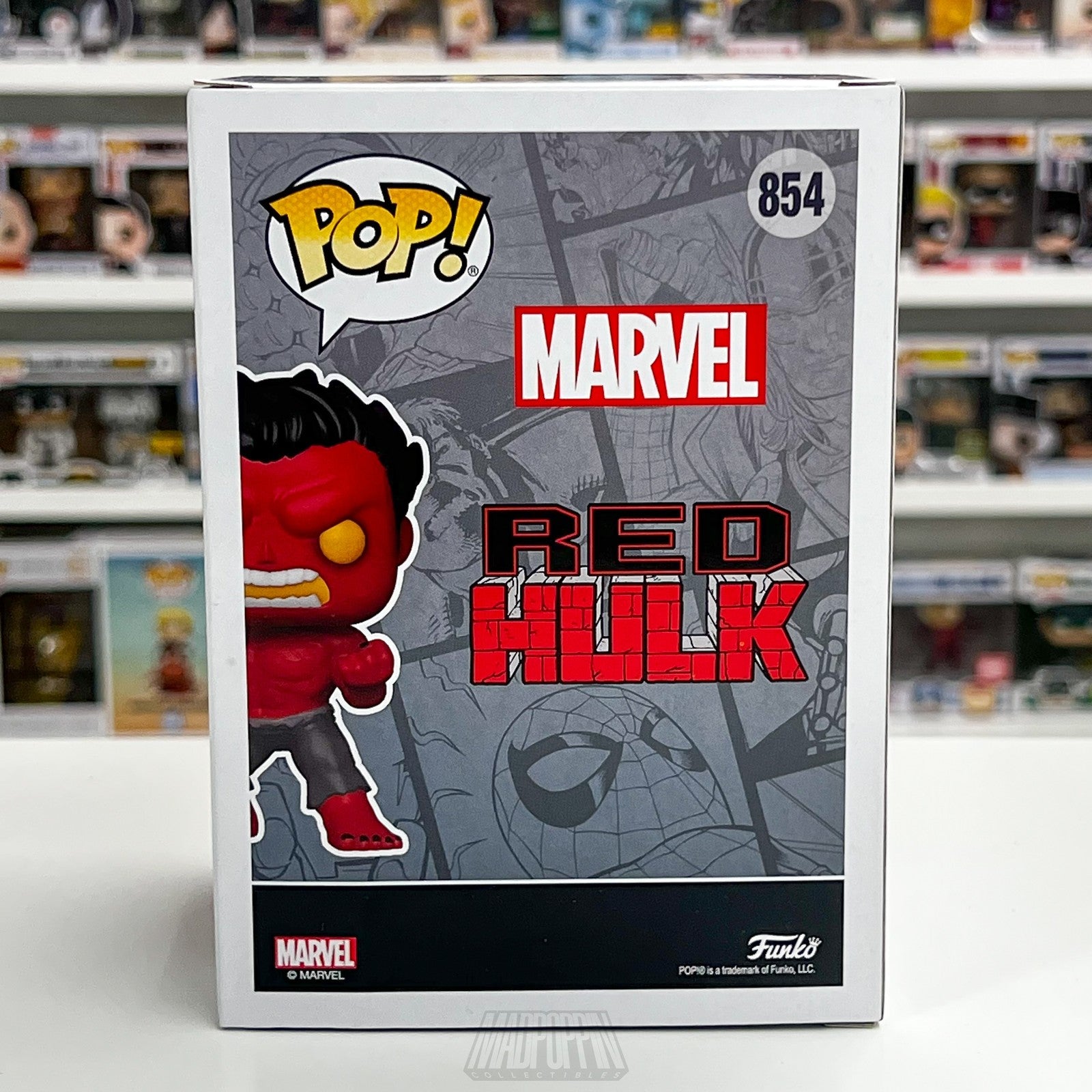 Funko Pop Marvel Red Hulk 854 Glow Chase Hot Topic Exclusive Vinyl Figure Bobble