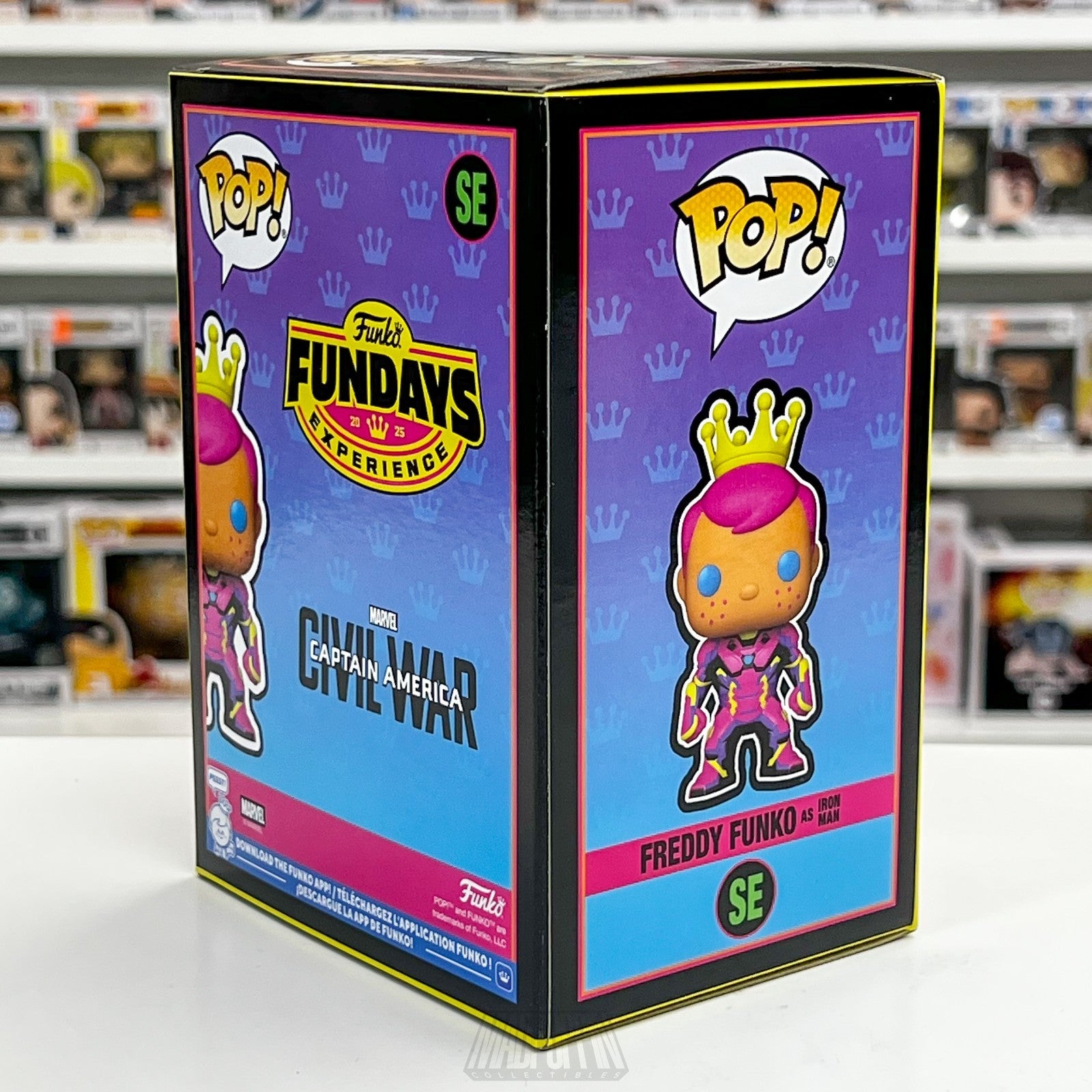 Funko Pop Fundays 2025 Freddy as Iron Man Blacklight Marvel Civil War 500pcs SE
