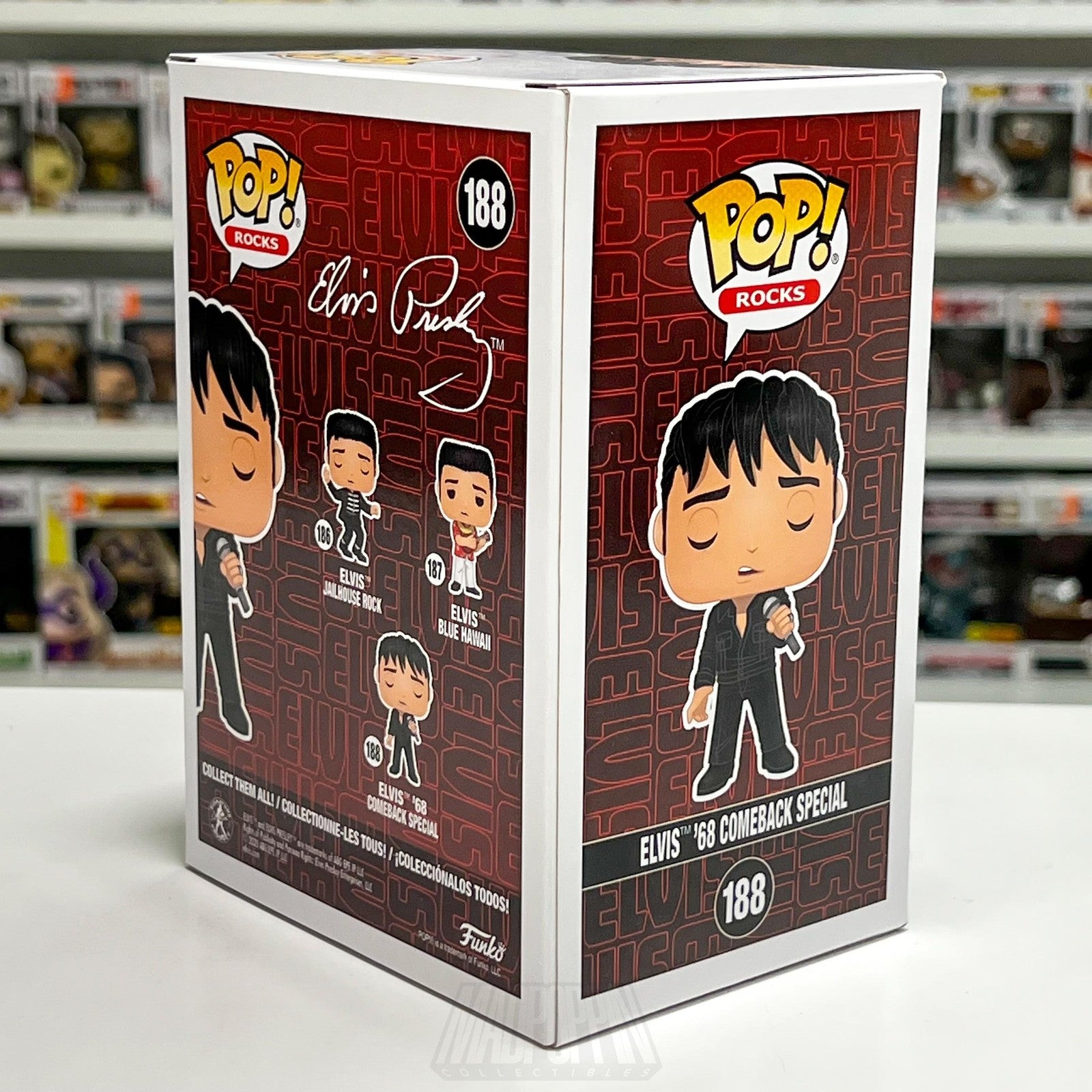 Funko Pop Rocks Elvis Presley 68 Comeback Special 188 Vinyl Figure NIB Toy