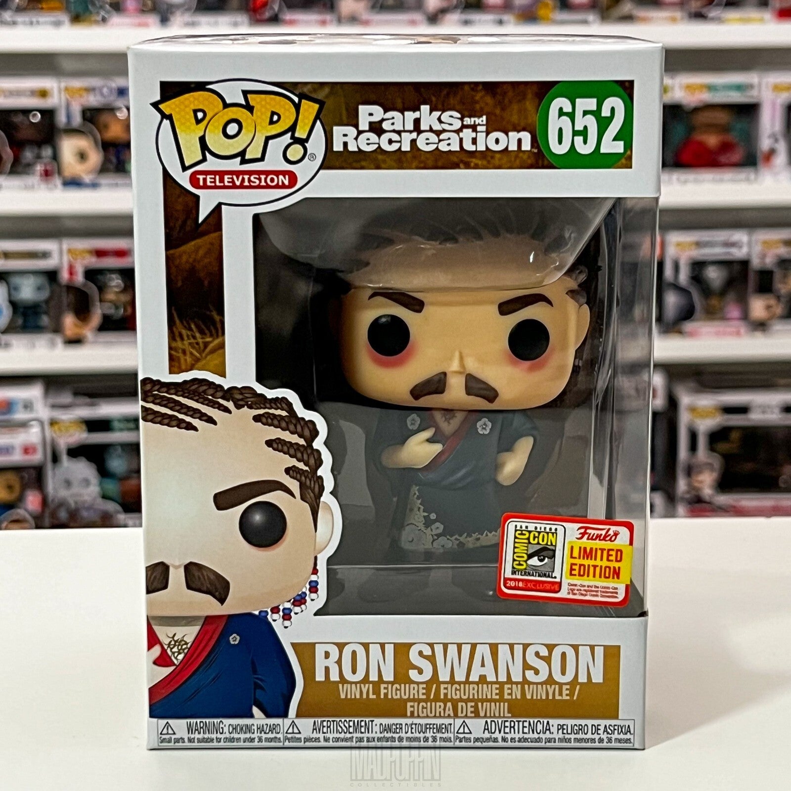Funko Pop TV Parks and Recreation Ron Swanson Cornrows SDCC Official Sticker 652