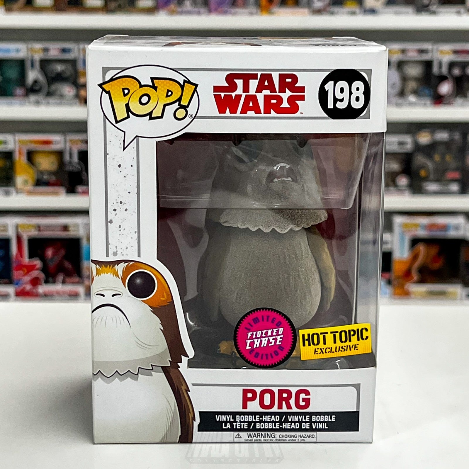 Funko Pop Star Wars Porg Open Mouth Flocked Chase Hot Topic 198 Toy Vinyl Figure0