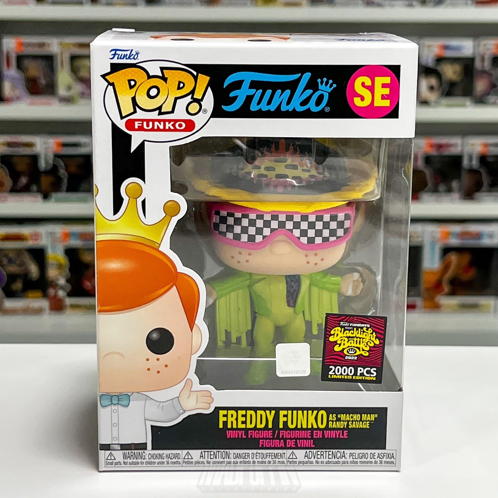Funko Pop SE Freddy Funko Macho Man Randy Savage WWE Blacklight 2022 2000 PCS