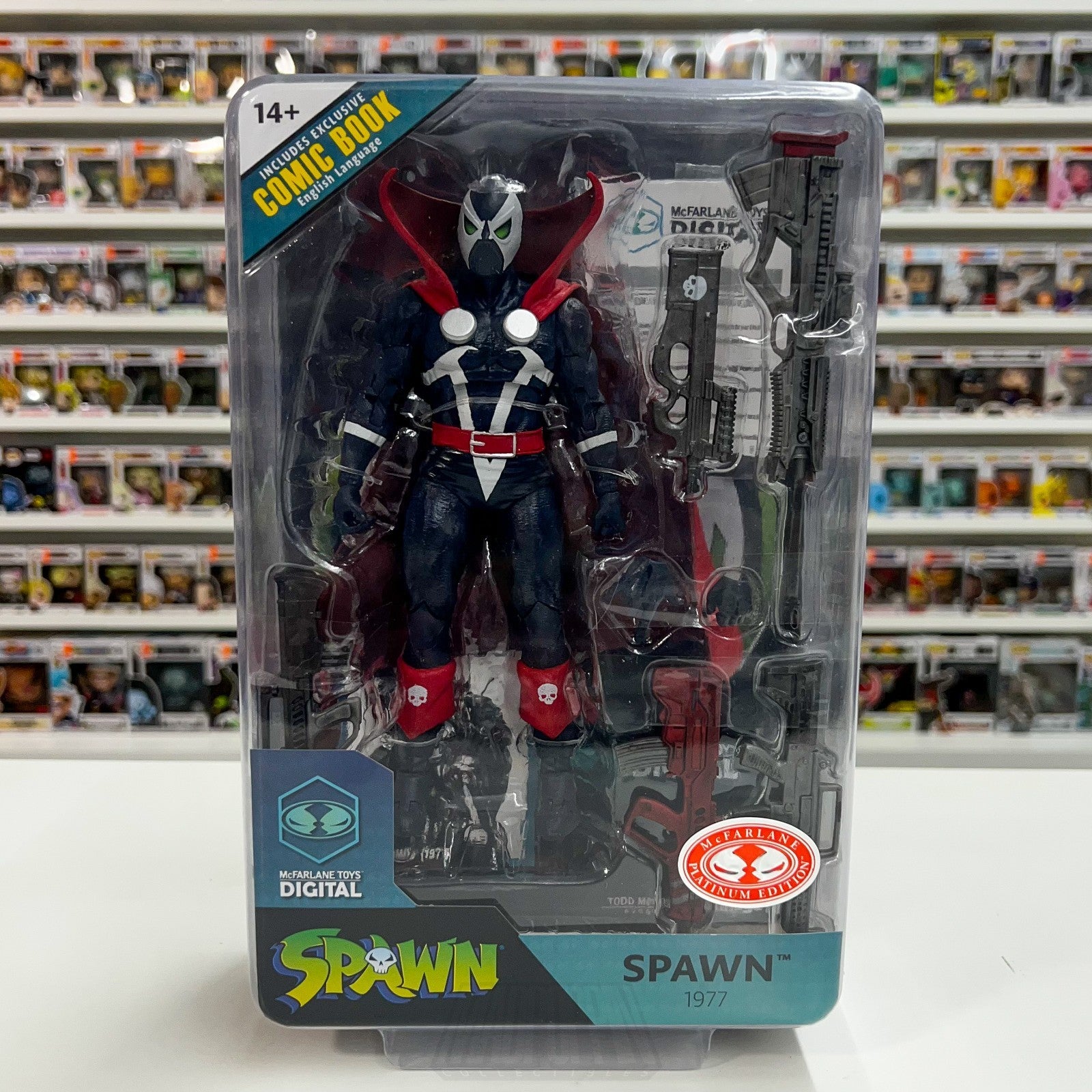 McFarlane Toys Spawn 1977 Page Punchers RED PLATINUM 7" Action Figure Comic Book