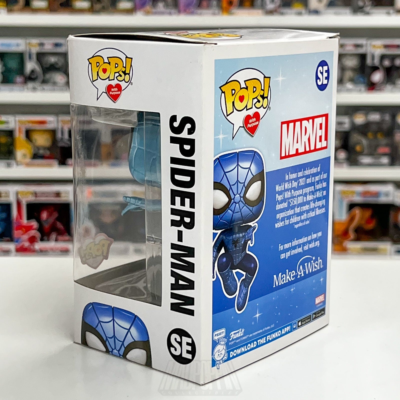 Funko Pops w/Pupose Marvel Make A Wish Spider-Man Blue Metallic SE Vinyl Figure2