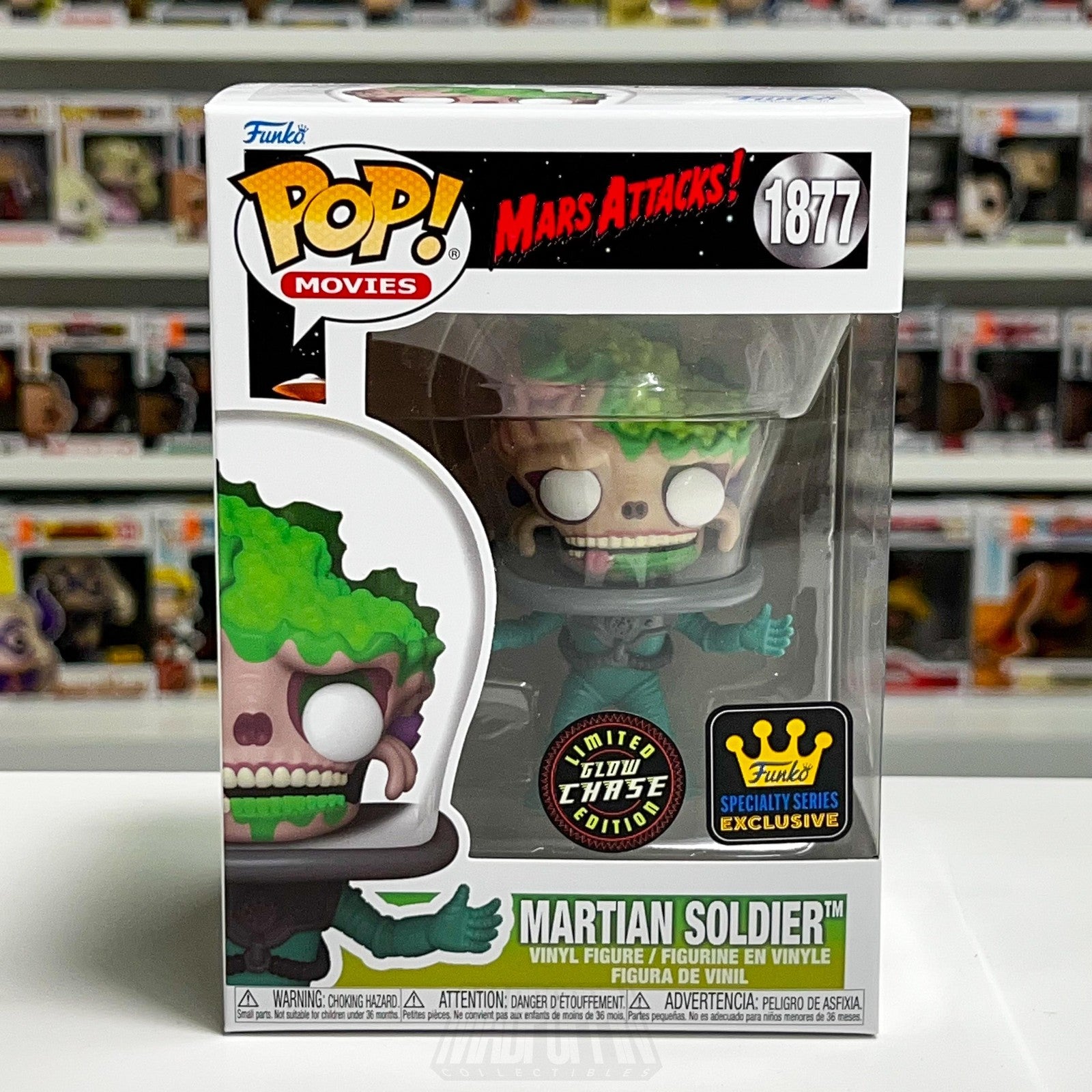 Funko Pop Mars Attacks Martian Soldier 1877 Glow Chase Specialty Exclusive Movie
