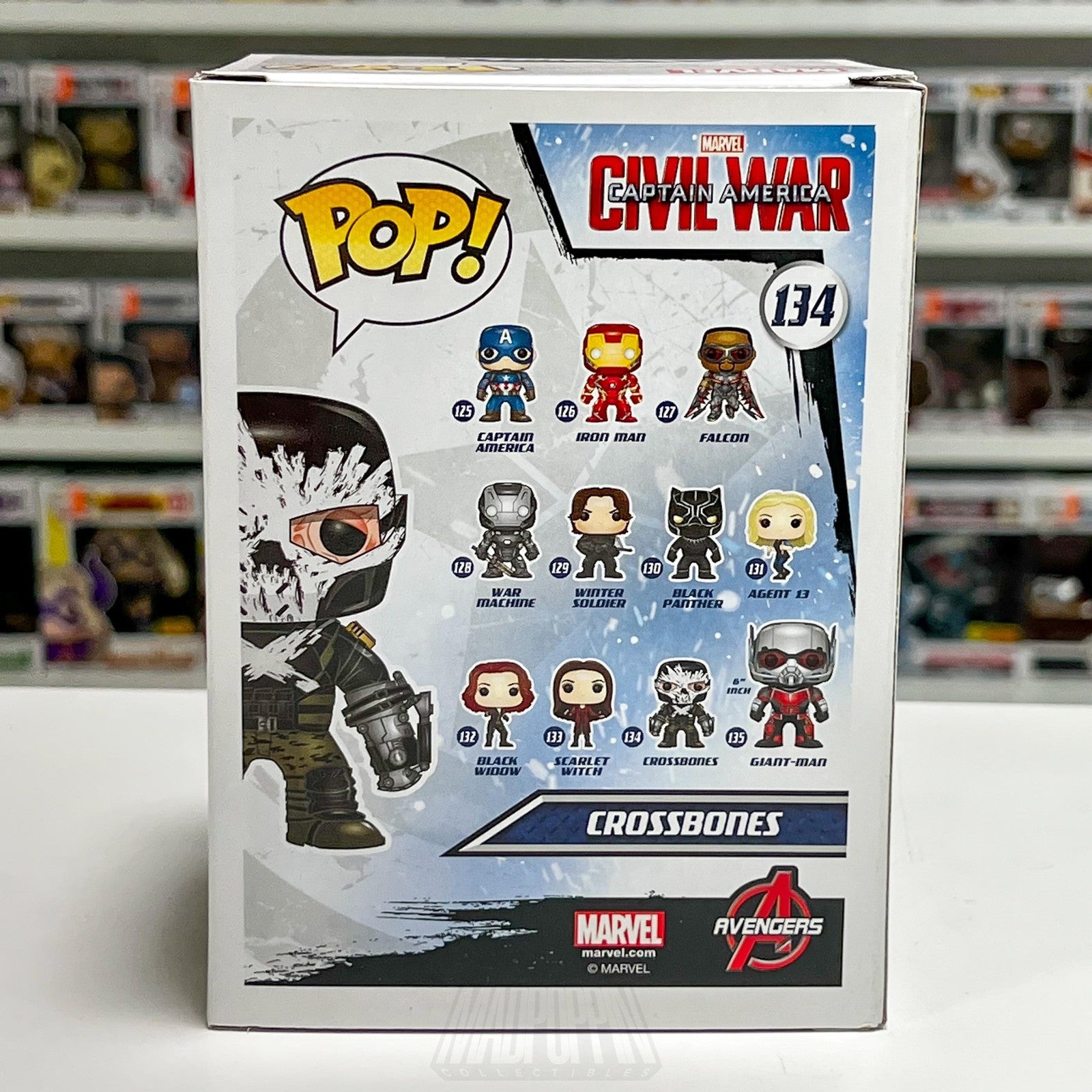 Funko Pop Marvel Captain America Civil War Crossbones 134 Vinyl Bobble-Head Toy
