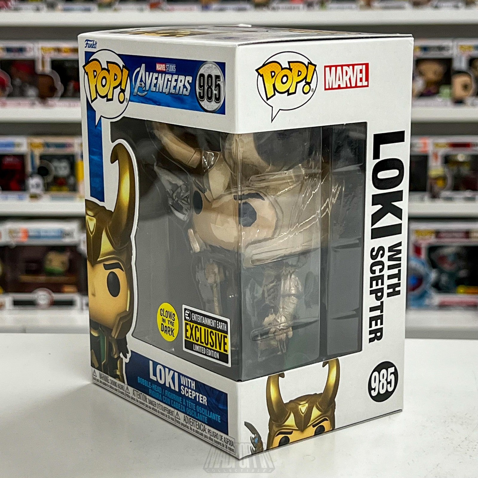Funko Pop Avengers Loki With Scepter 985 Glow Dark EE Exclusive Limited Edition