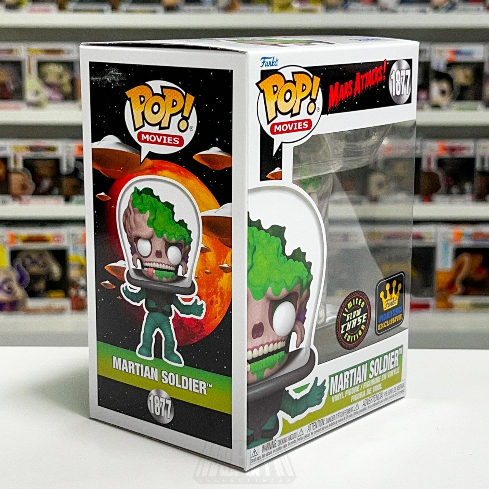 Funko Pop Mars Attacks Martian Soldier 1877 Glow Chase Specialty Exclusive Movie