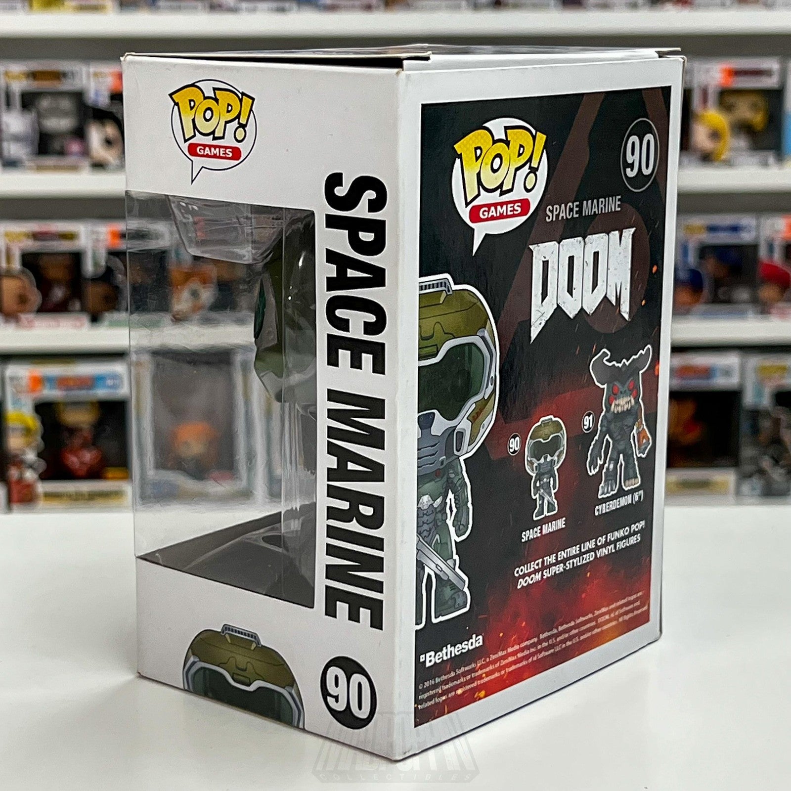Funko Pop Video Games DOOM Space Marine #90 Vinyl Figure Boxed 2016 Bethesda Toy