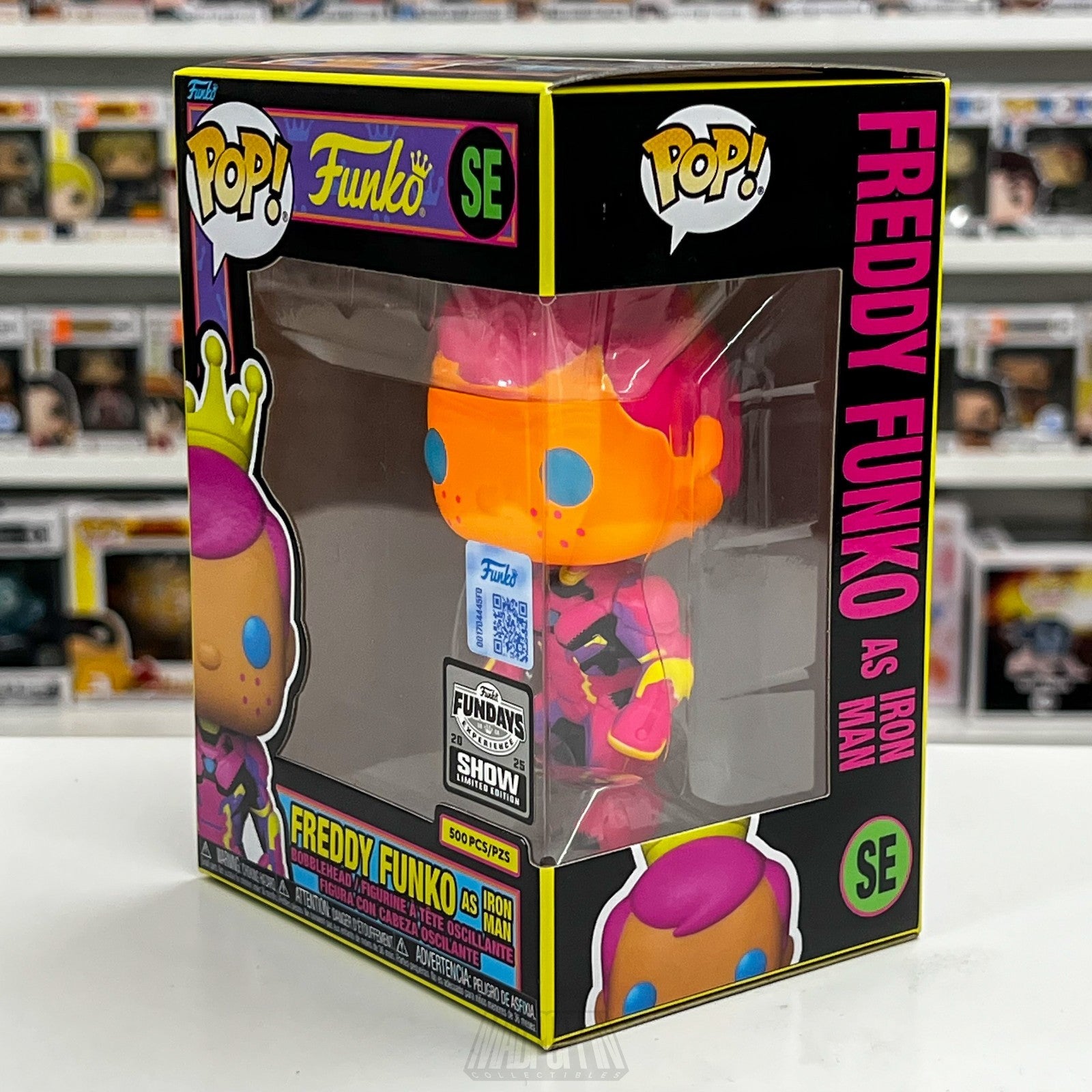 Funko Pop Fundays 2025 Freddy as Iron Man Blacklight Marvel Civil War 500pcs SE