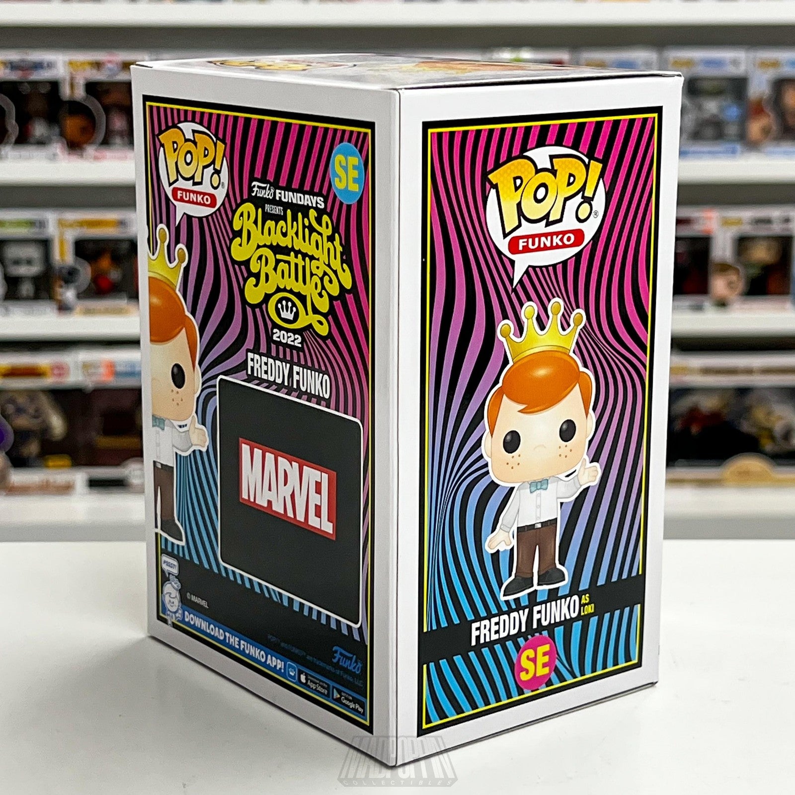 Freddy Funko as Loki Blacklight Battle 2022 Marvel Pop Limited 1500 PCS