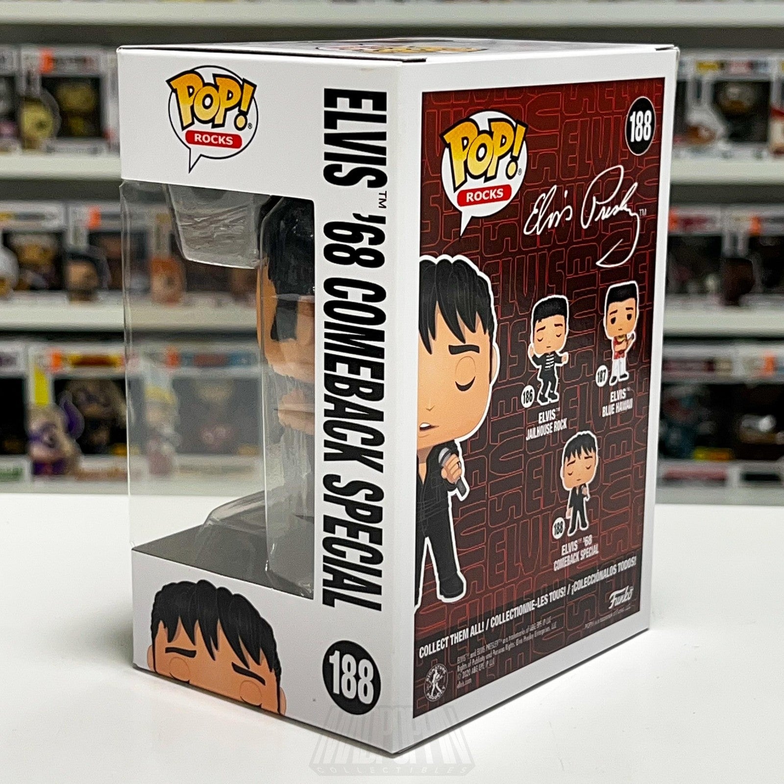 Funko Pop Rocks Elvis Presley 68 Comeback Special 188 Vinyl Figure NIB Toy