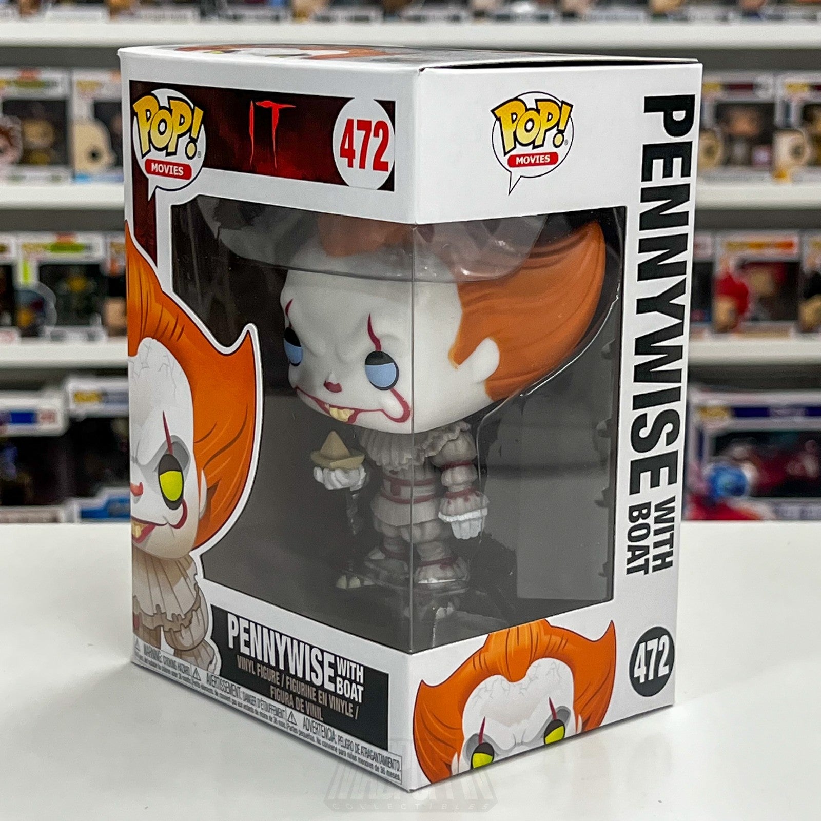 Funko Pop Movies IT Pennywise With Boat Blue Eyes 472 Horror Clown Vinyl Figure1