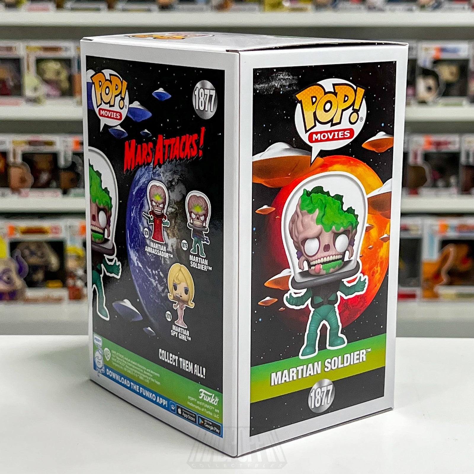 Funko Pop Mars Attacks Martian Soldier 1877 Glow Chase Specialty Exclusive Movie