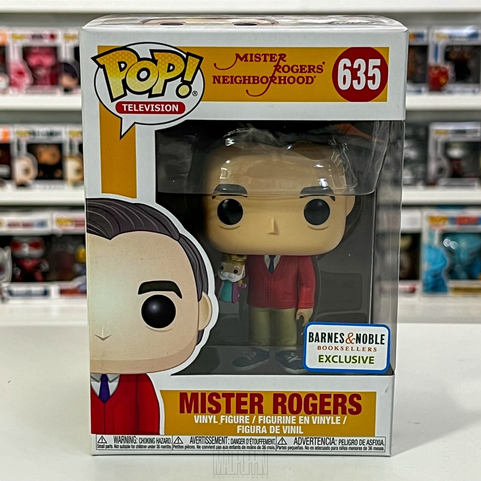 Funko Pop TV Mister Rogers Neighborhood w/Puppet Barnes & Noble Red Sweater 635