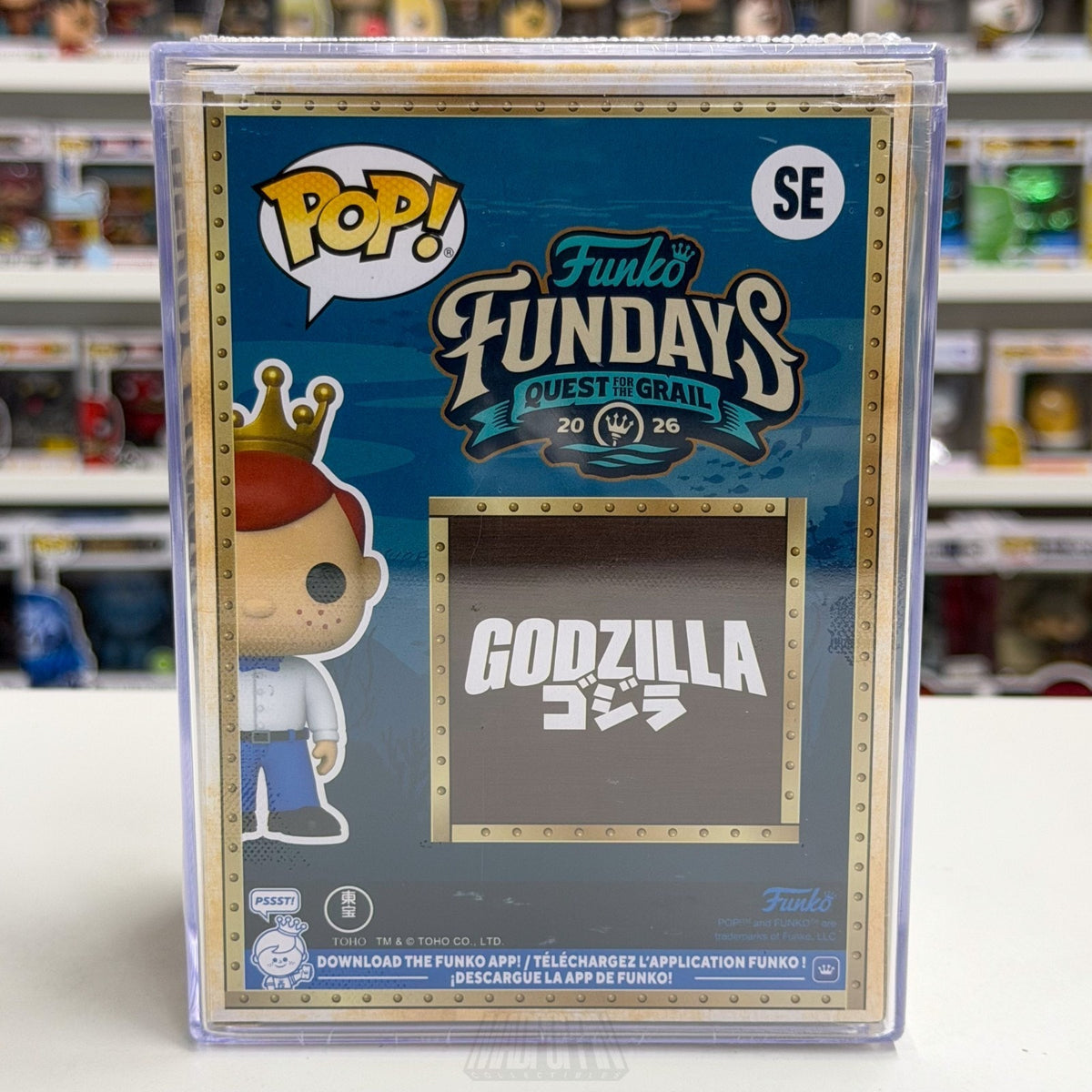Funko Pop Fundays Freddy Shin Godzilla SE Quest Grail SDCC 2026 Toy CON STICKER