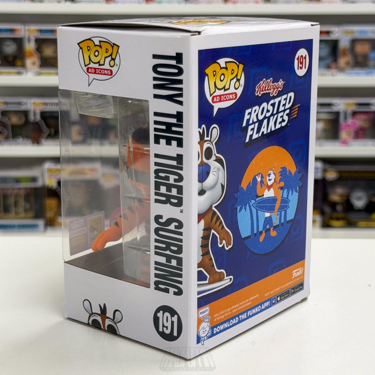 Funko Pop Ad Icons Frosted Flakes Tony the Tiger Surfing Flocked SDCC 191 Figure
