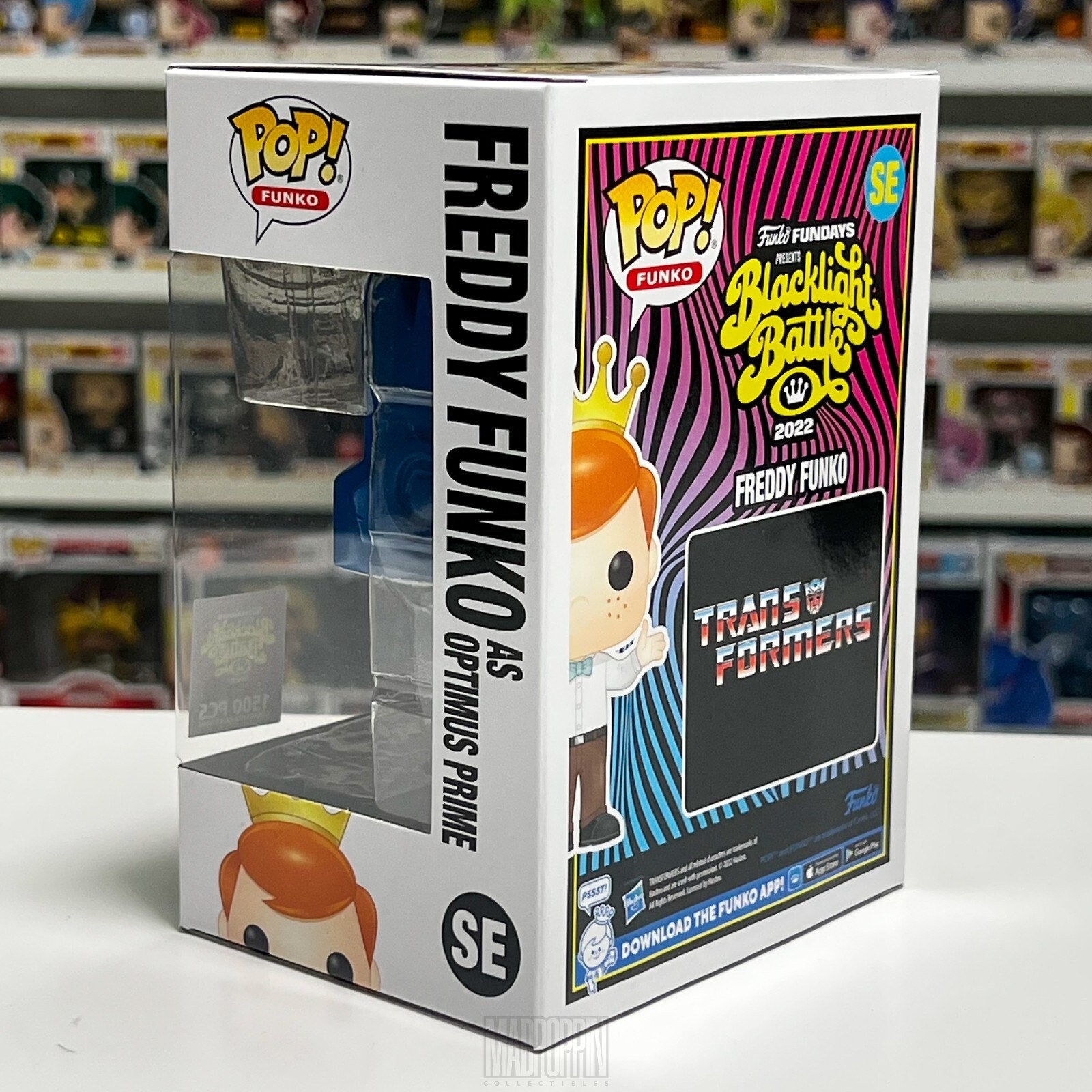 Funko Pop Fundays Blacklight Battle Freddy Optimus Prime SE Transformers Figure