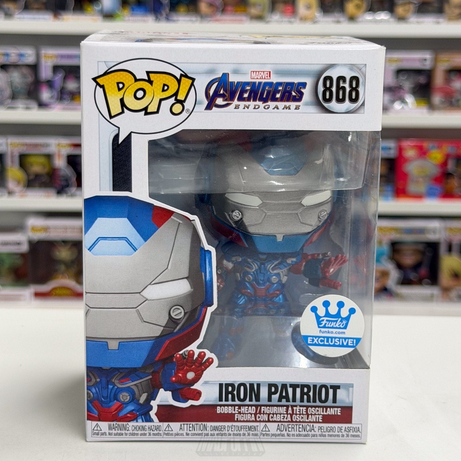 Funko Pop Marvel Avengers Endgame Iron Patriot Metallic Exclusive 868 Toy Figure