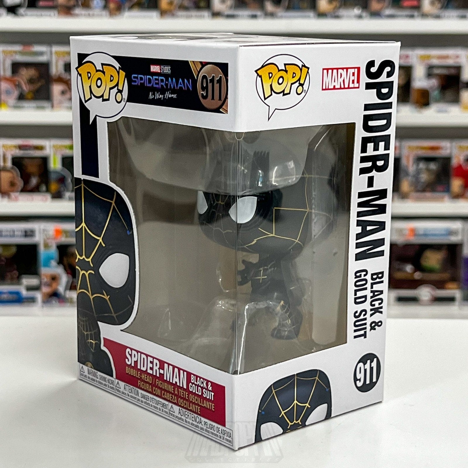 Funko Pop Marvel Spider-Man No Way Home Black & Gold Suit 911 Toy Vinyl Figure