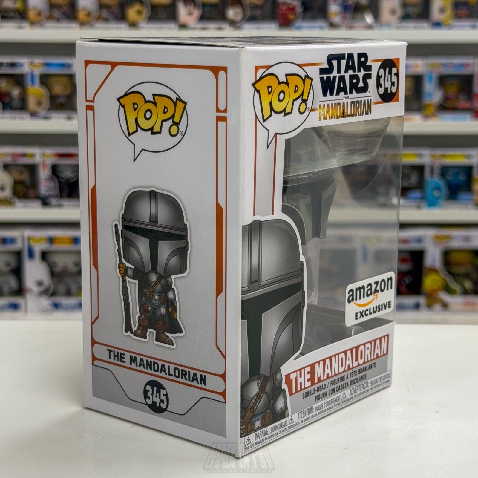 Funko Pop Star Wars The Mandalorian Chrome Amazon 345 Bounty Hunter Vinyl Figure