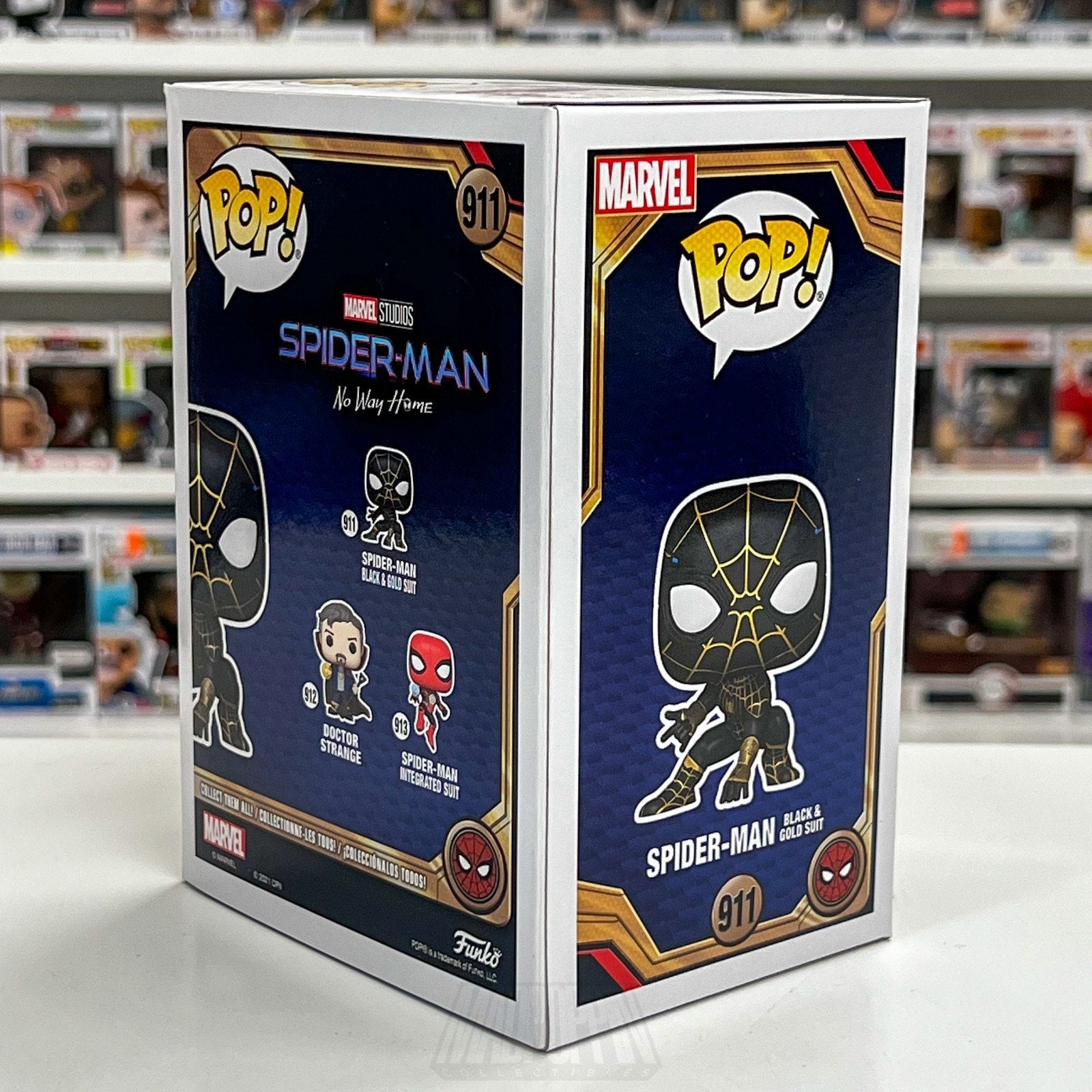 Funko Pop Marvel Spider-Man No Way Home Black & Gold Suit 911 Toy Vinyl Figure