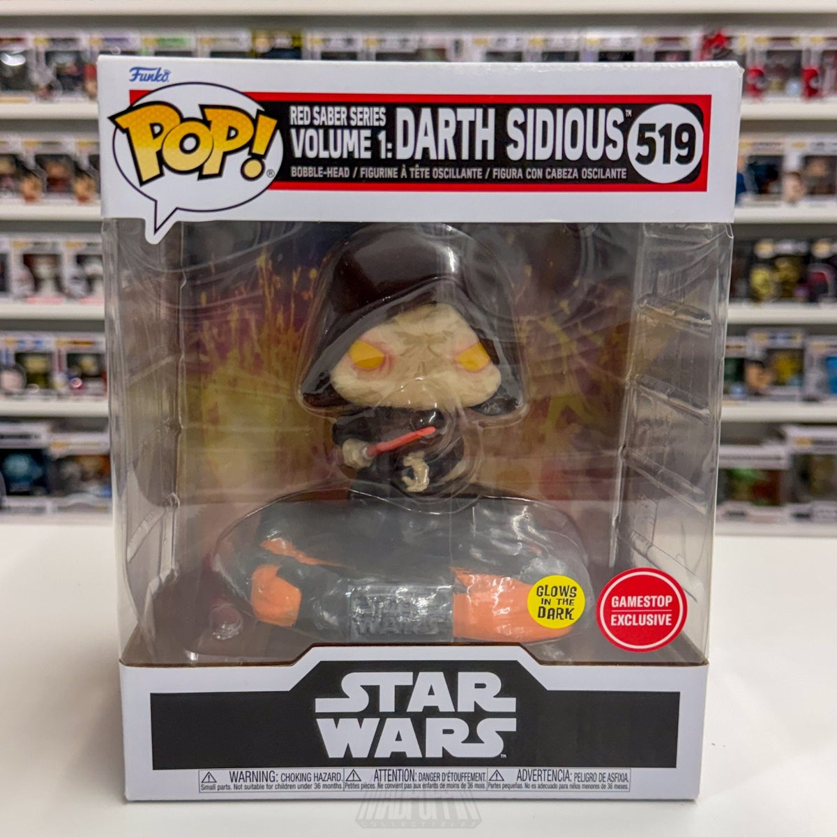Funko Pop Star Wars Red Saber Series Darth Sidious Glow GameStop 519 Toy Figure