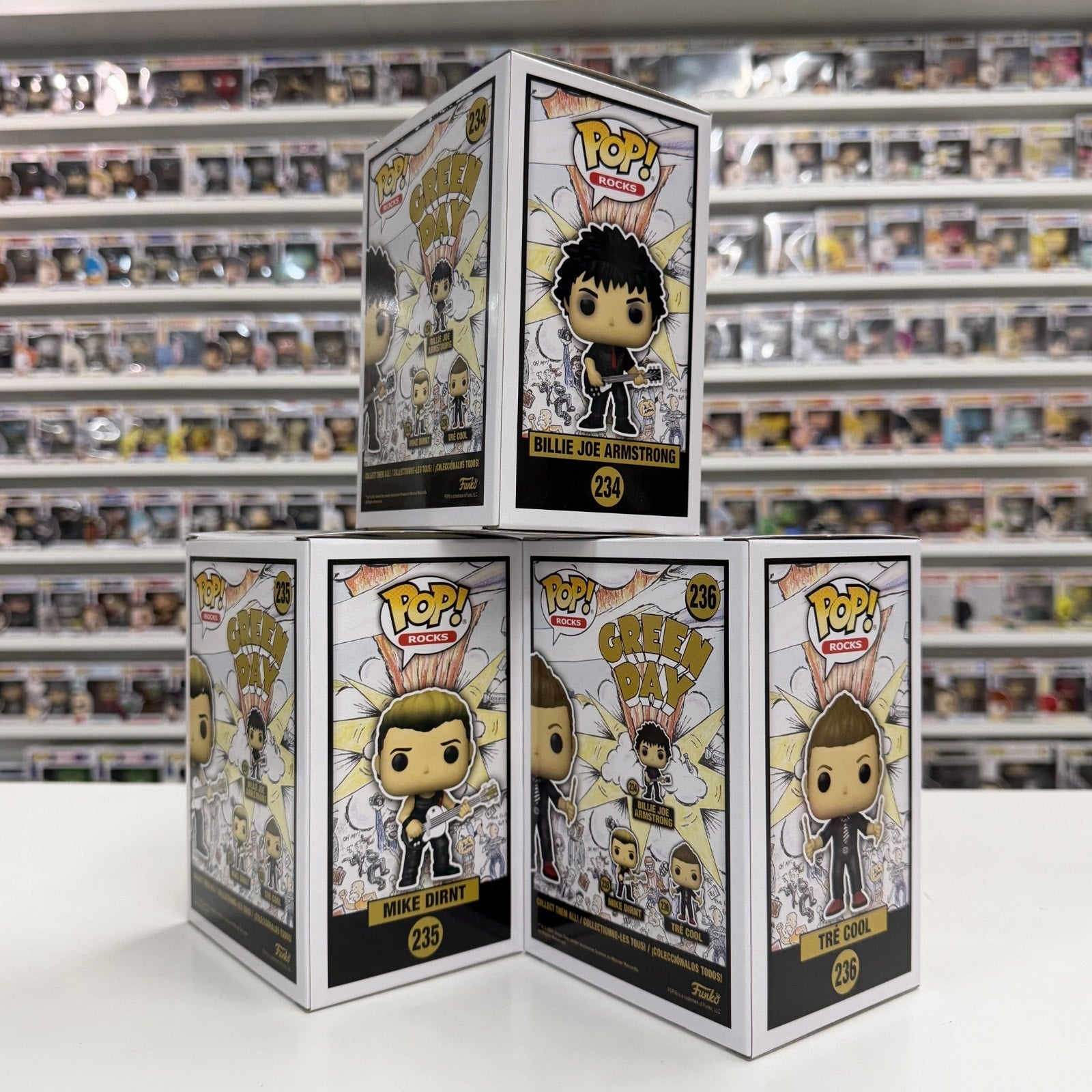 Funko Pop Rocks Green Day Complete Set Billie Joe Mike Tre Punk Vinyl Figures