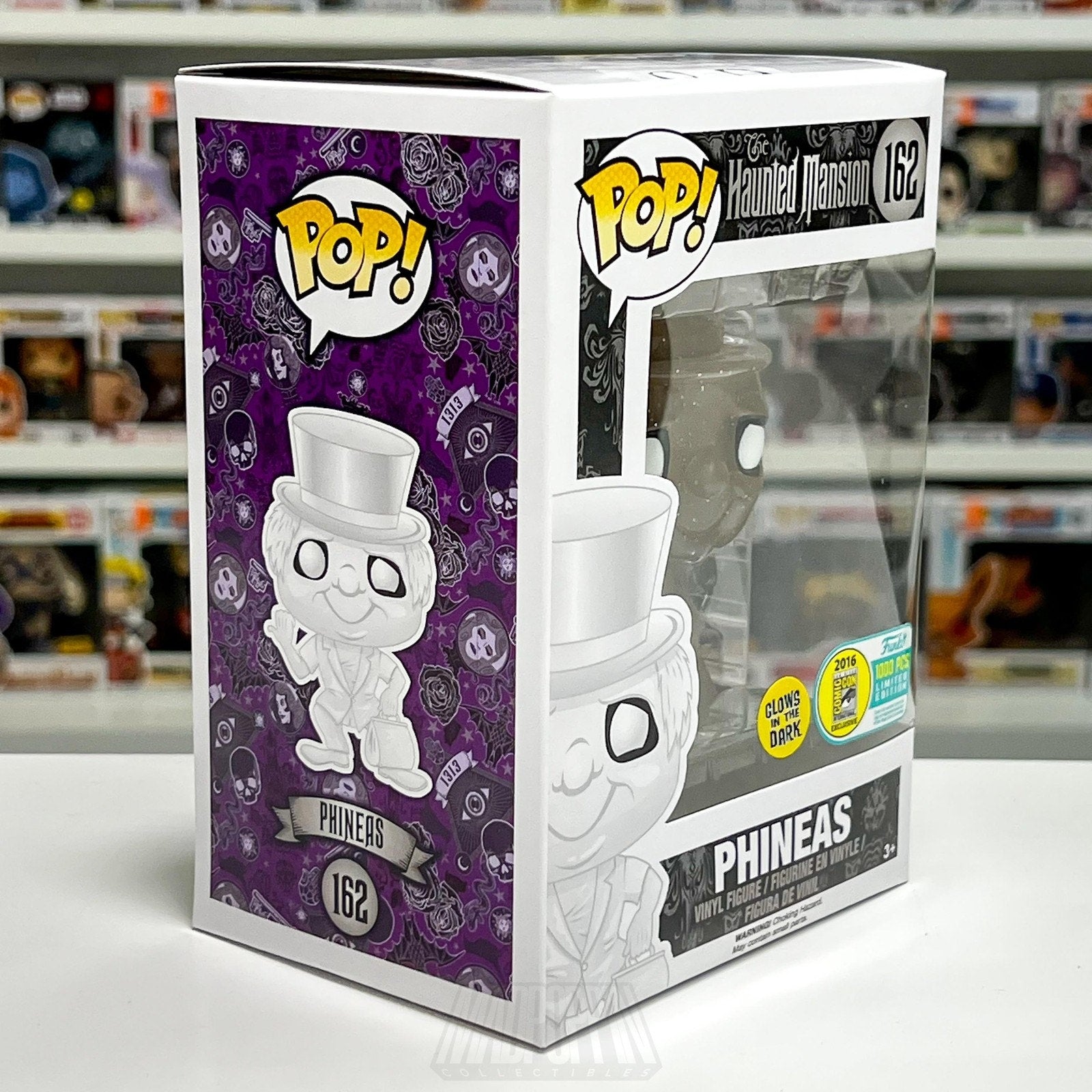 Funko Pop Disney Haunted Mansion Phineas Glow SDCC 1000PCS 162 Toy Vinyl Figure