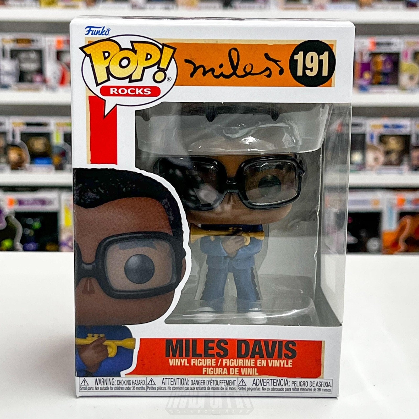 Funko Pop! Rocks Miles Davis #191 Vinyl Figure Jazz Trumpet Collectible Boxed