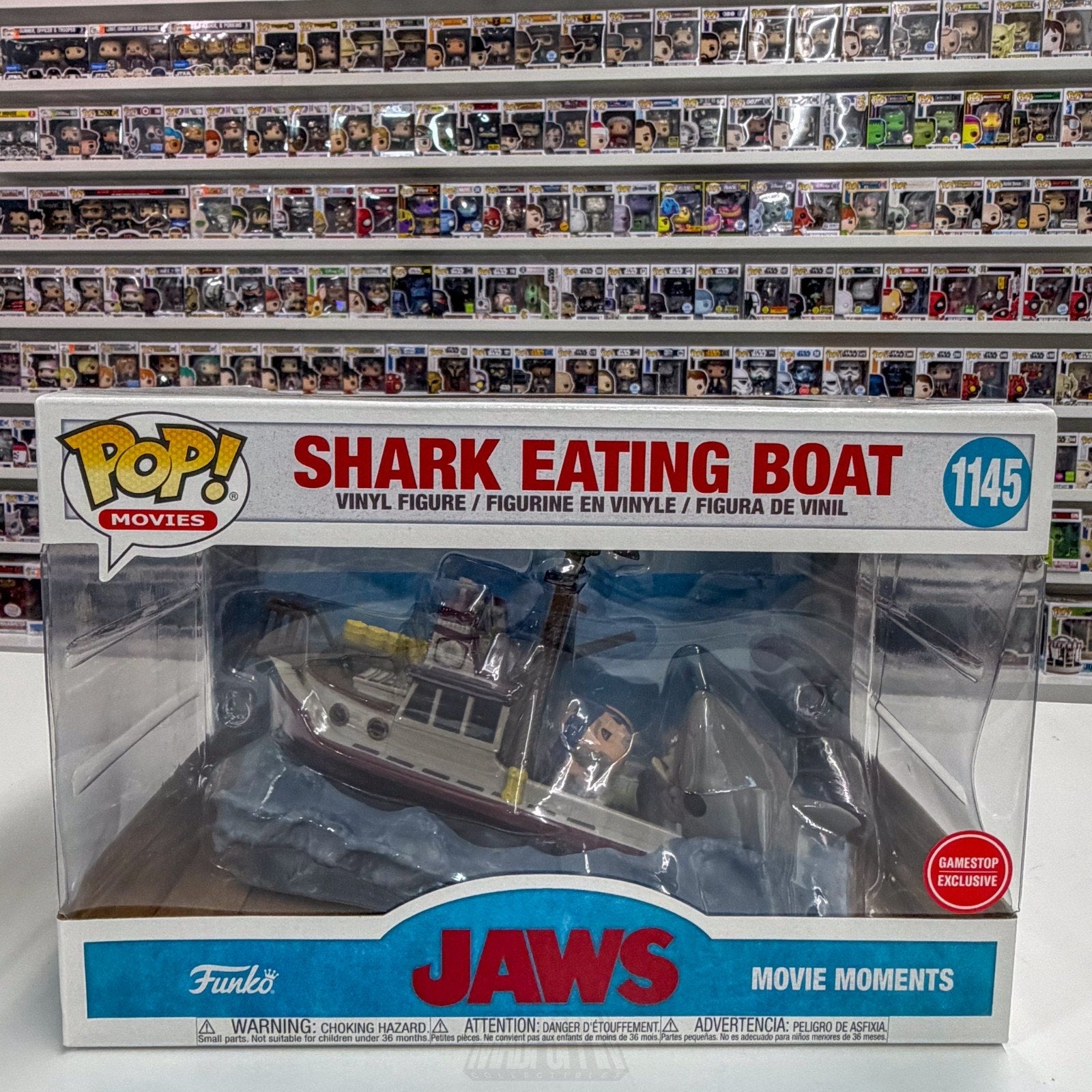 Funko Pop Movies Moments Jaws Shark Eating Boat GameStop 1145 Toy Vinyl Figure