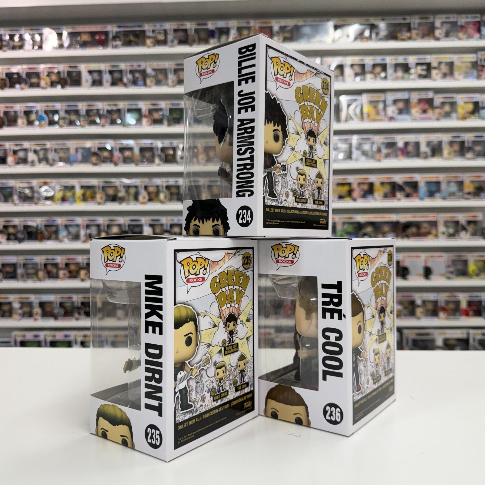 Funko Pop Rocks Green Day Complete Set Billie Joe Mike Tre Punk Vinyl Figures
