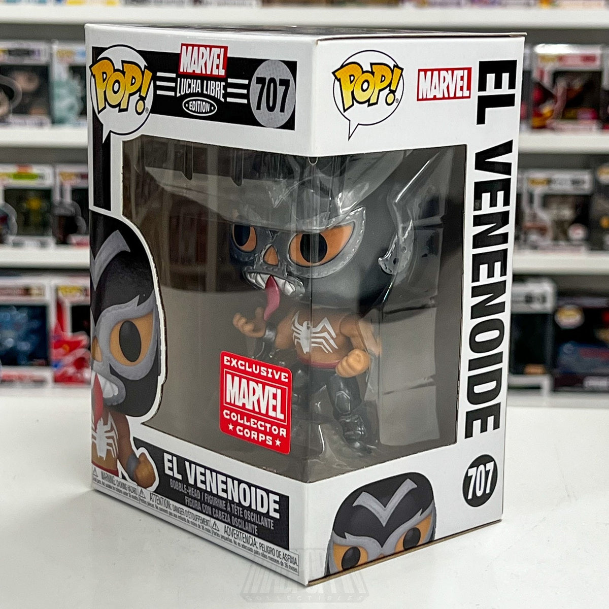 Funko Pop Marvel Collector Corps Lucha Libre El Venenoide Metallic 707 Figure
