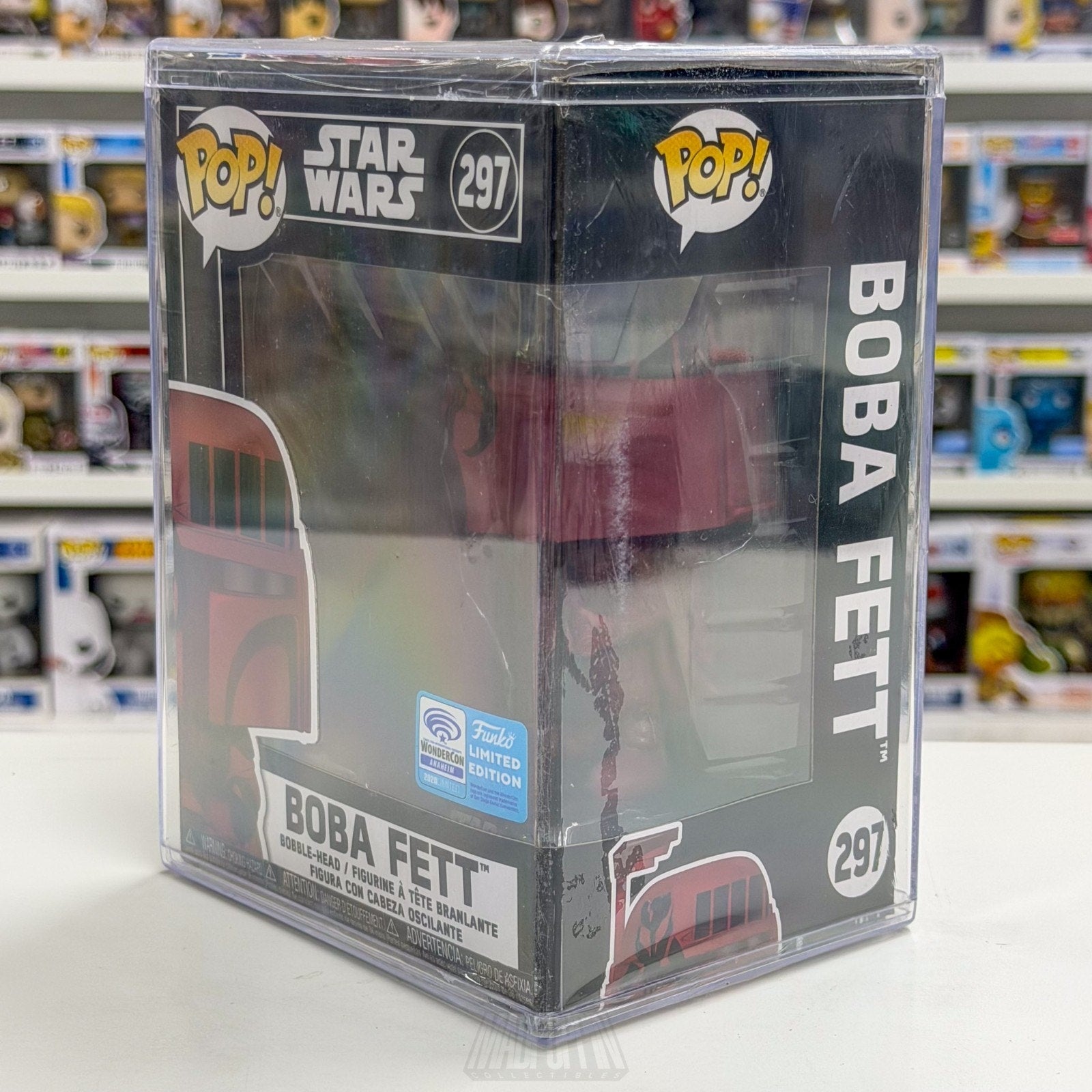 Funko Pop Star Wars Boba Fett Futura Red WonderCon Official Sticker 297 Figure
