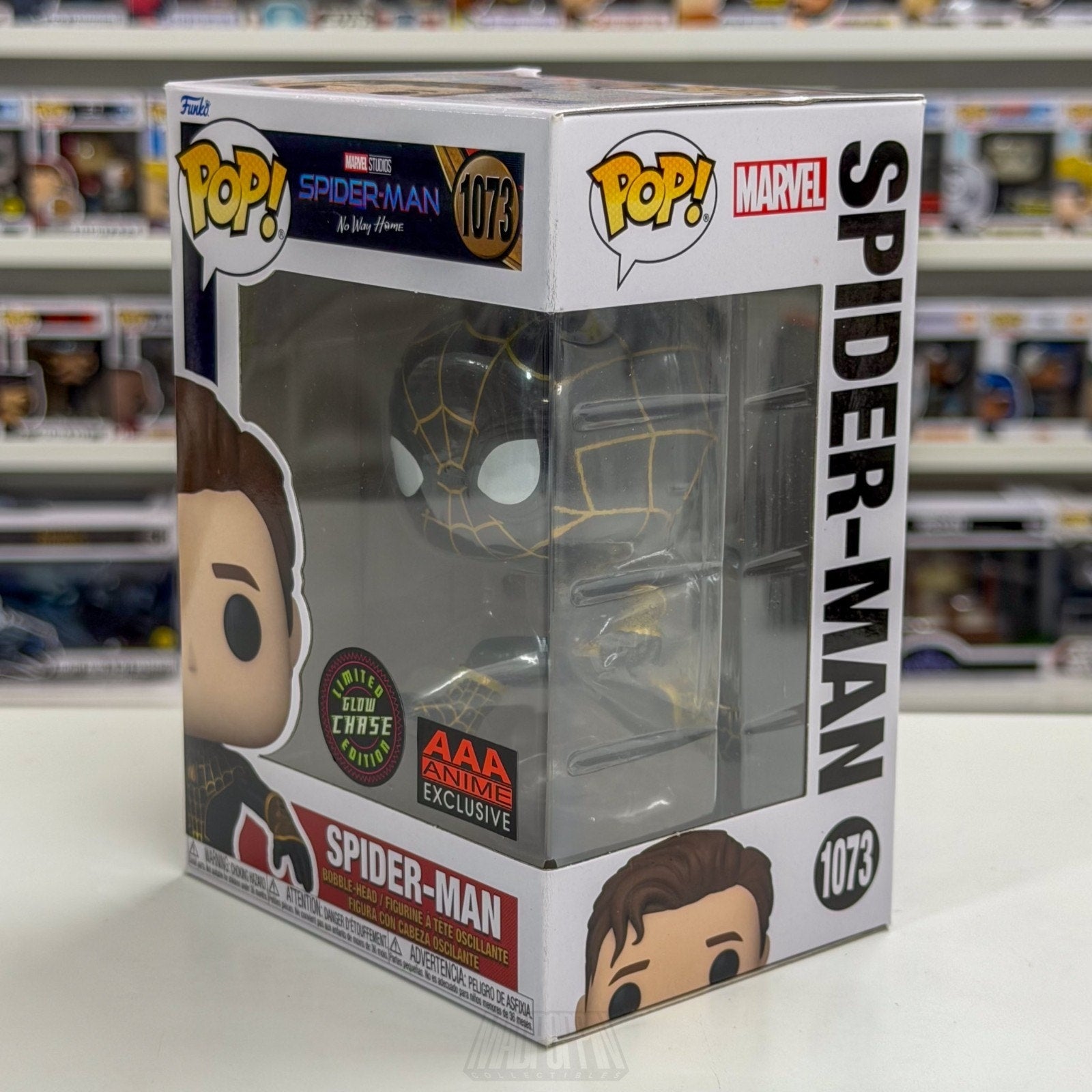 Funko Pop Marvel No Way Home Spider-Man Glow Chase AAA Anime 1073 Vinyl Figure