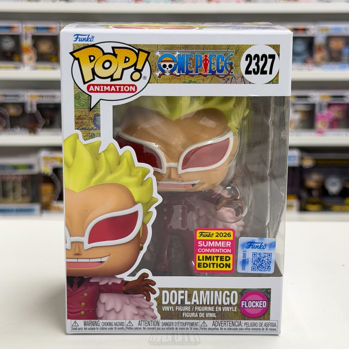 Funko Pop Anime One Piece Doflamingo Flocked SDCC 2327 Japan Manga Vinyl Figure
