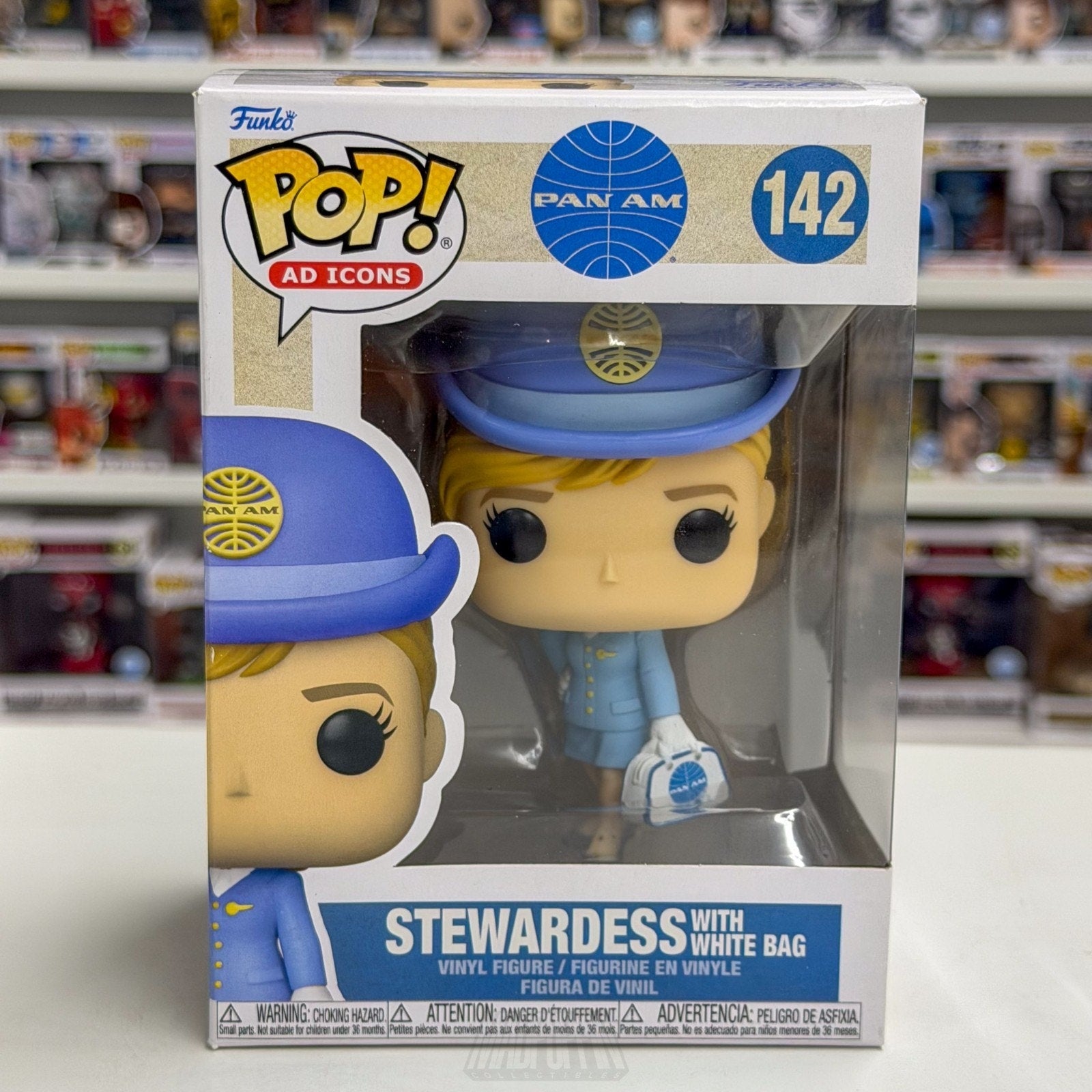 Funko Pop Ad Icons Pan American World Airways Stewardess White Bag 142 Figure