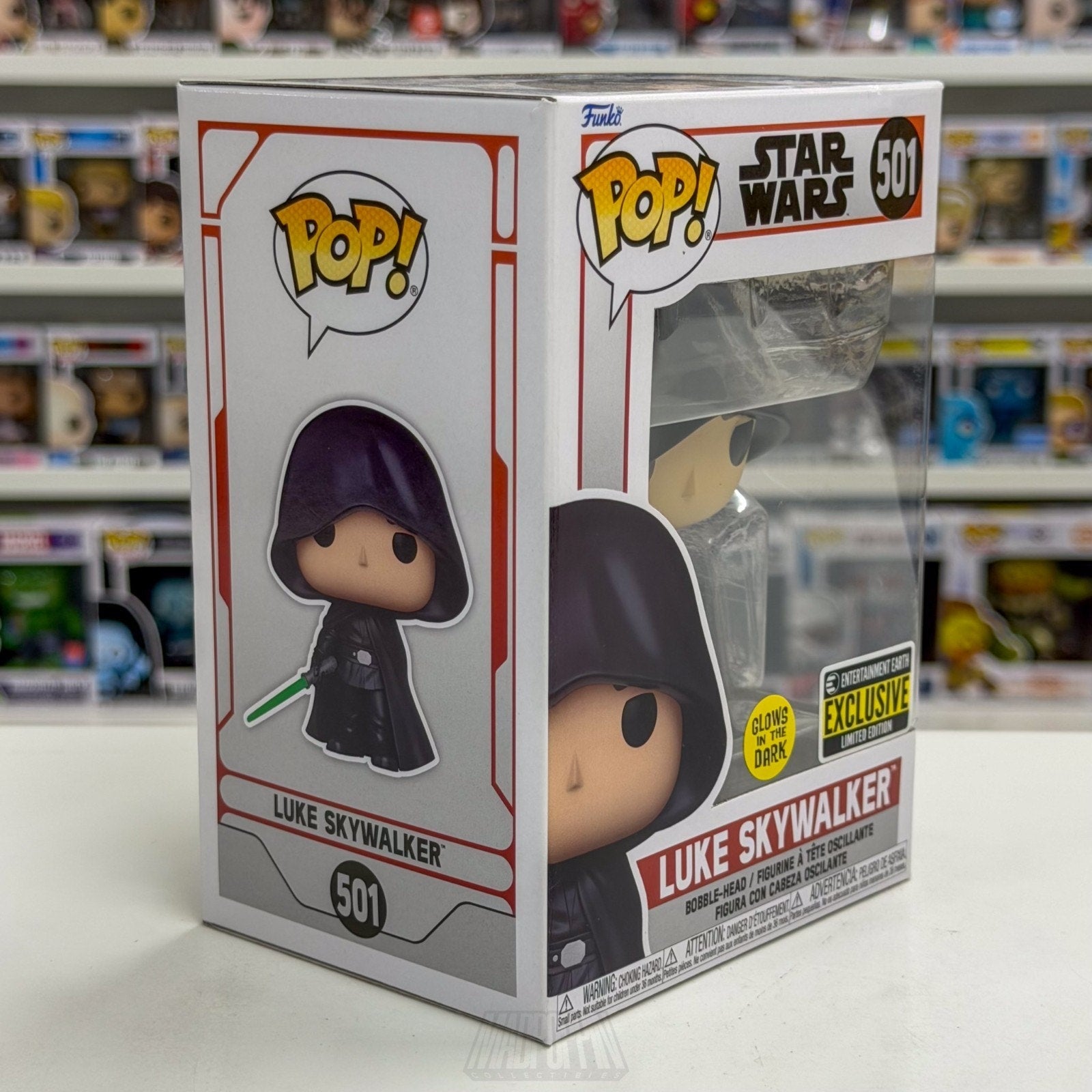 Funko Pop Star Wars Luke Skywalker Glow Entertainment Earth 501 Toy Vinyl Figure
