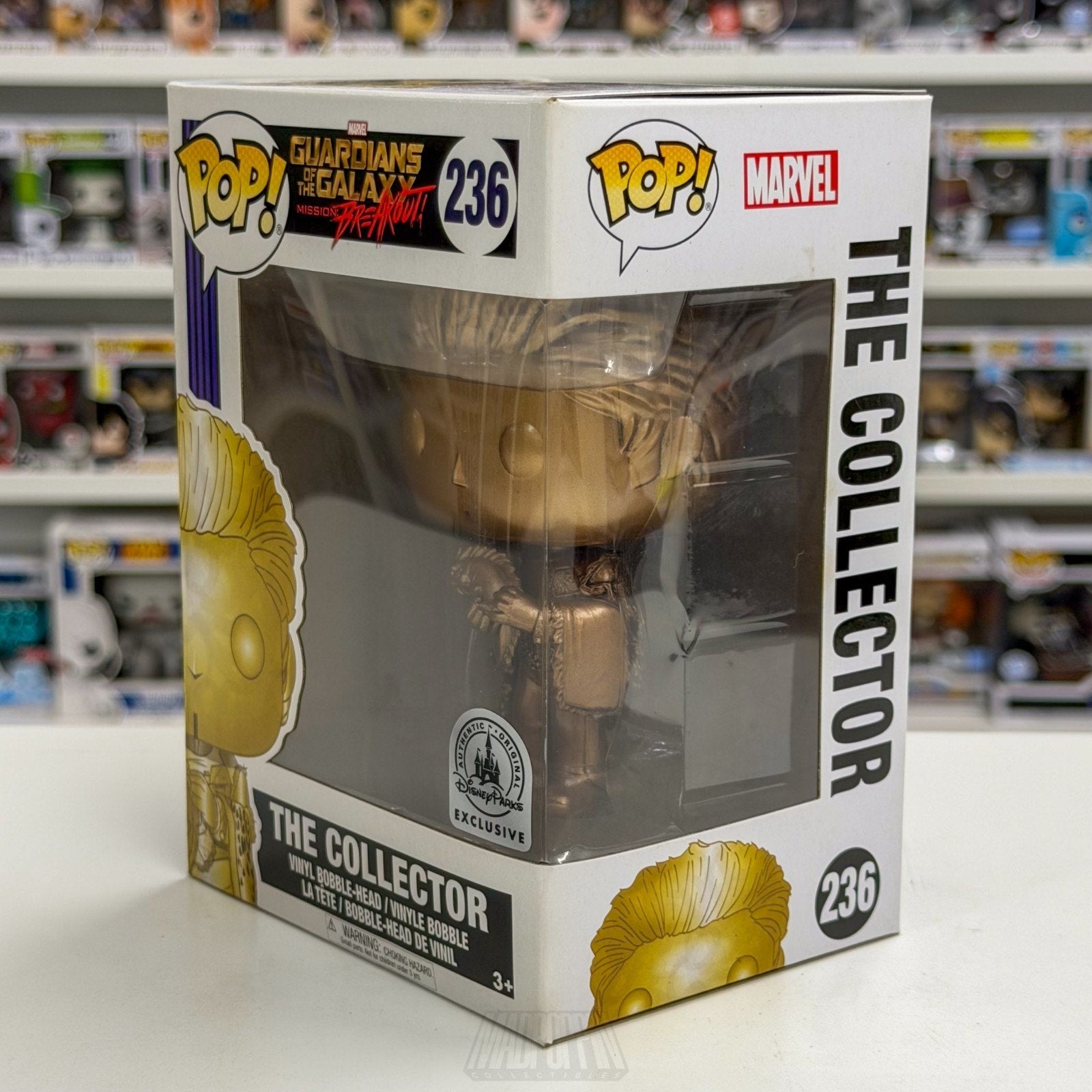 Funko Pop Marvel GOTG Disney Ride Mission Breakout The Collector Gold 236 Figure