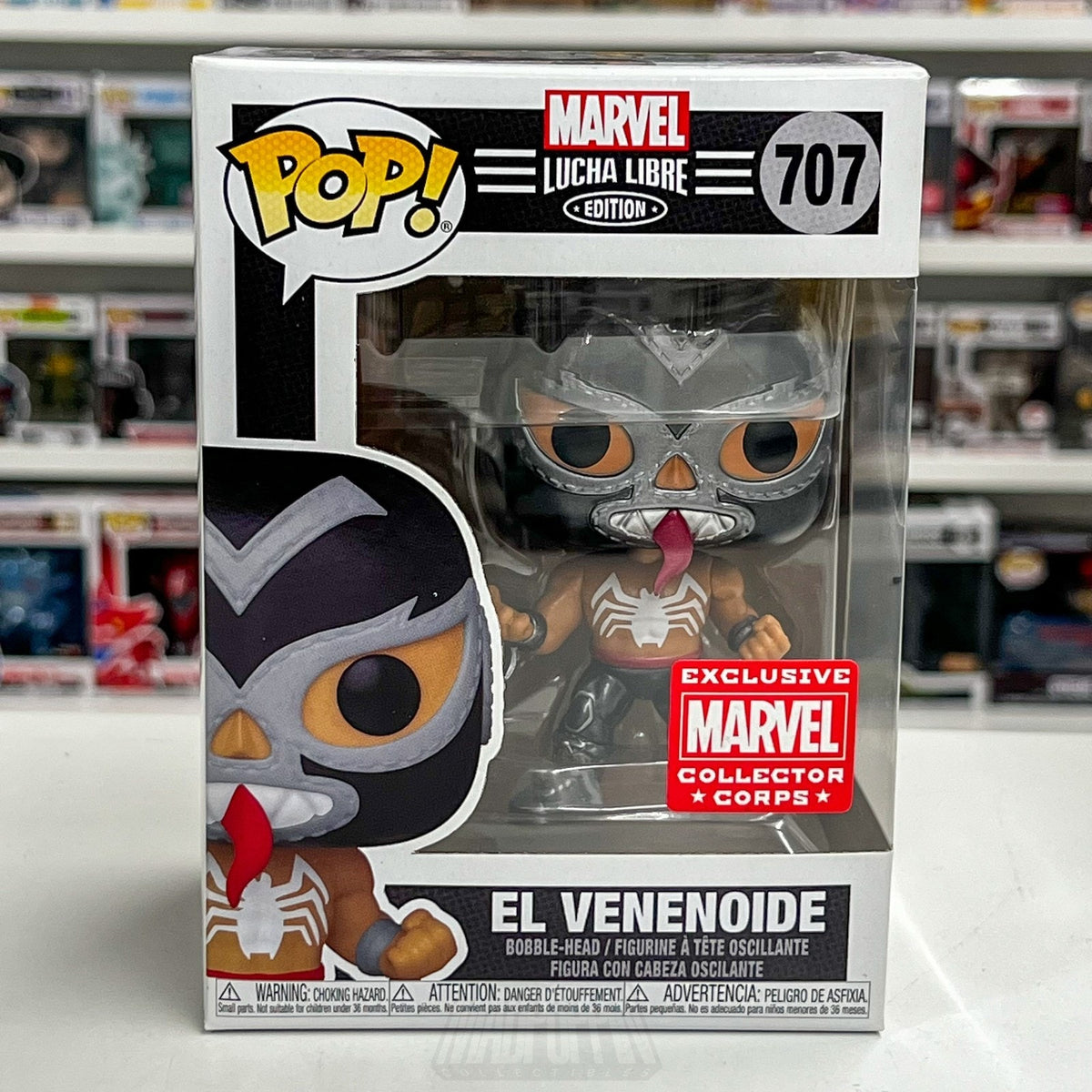 Funko Pop Marvel Collector Corps Lucha Libre El Venenoide Metallic 707 Figure