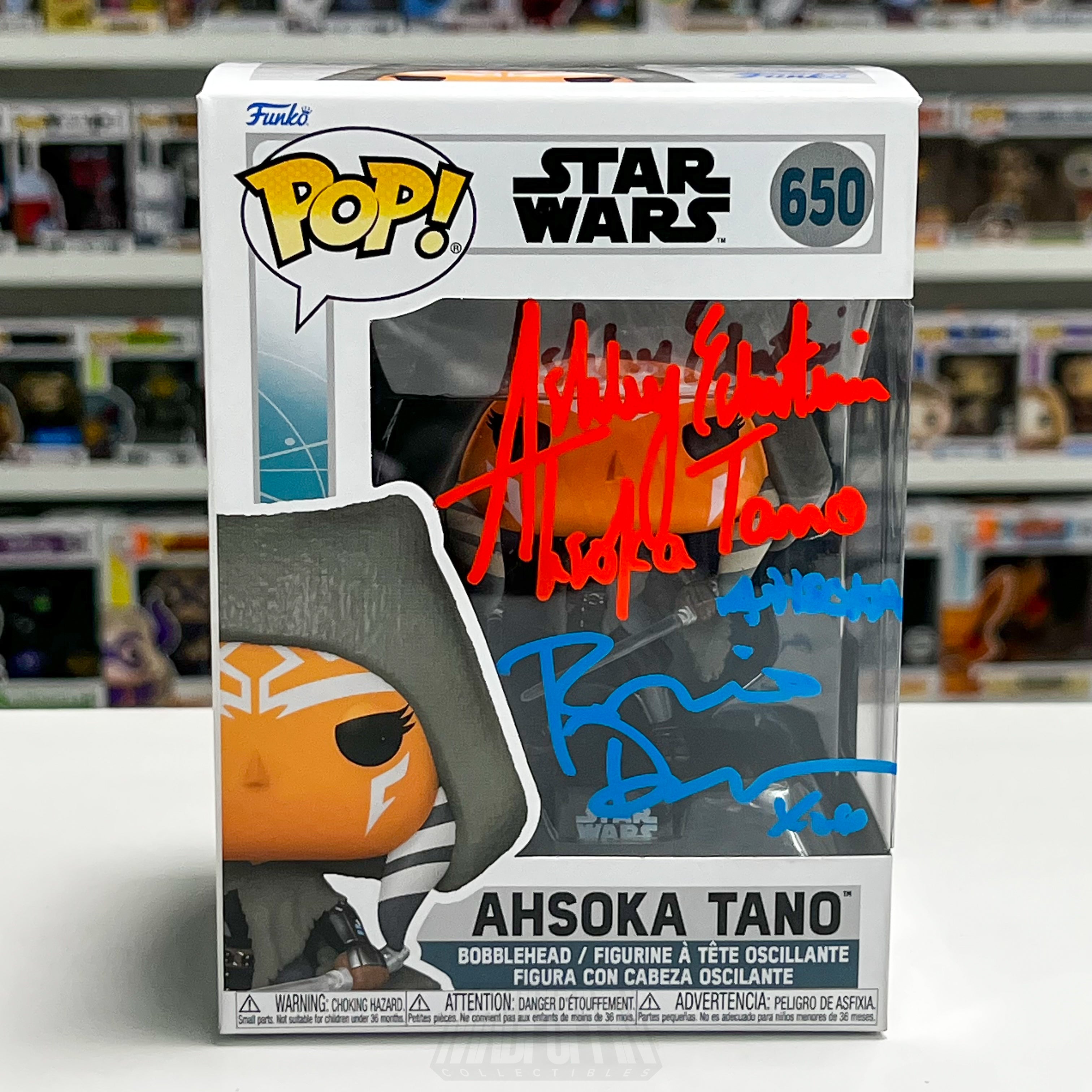 Funko Pop Star Wars Ahsoka Tano 650 Signed Ashley Eckstein Rosario Dawson COA - Madpoppin