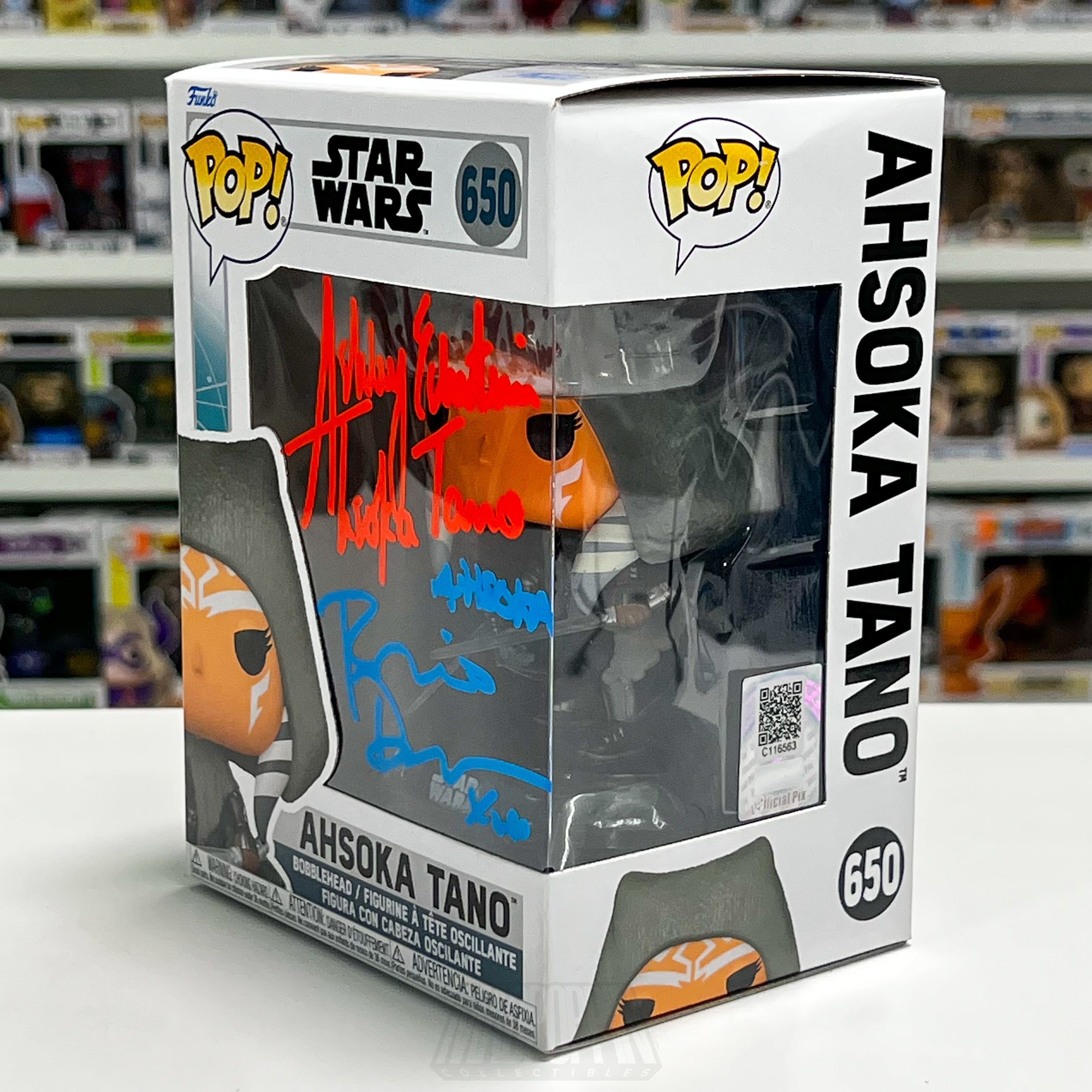 Funko Pop Star Wars Ahsoka Tano 650 Signed Ashley Eckstein Rosario Dawson COA - Madpoppin
