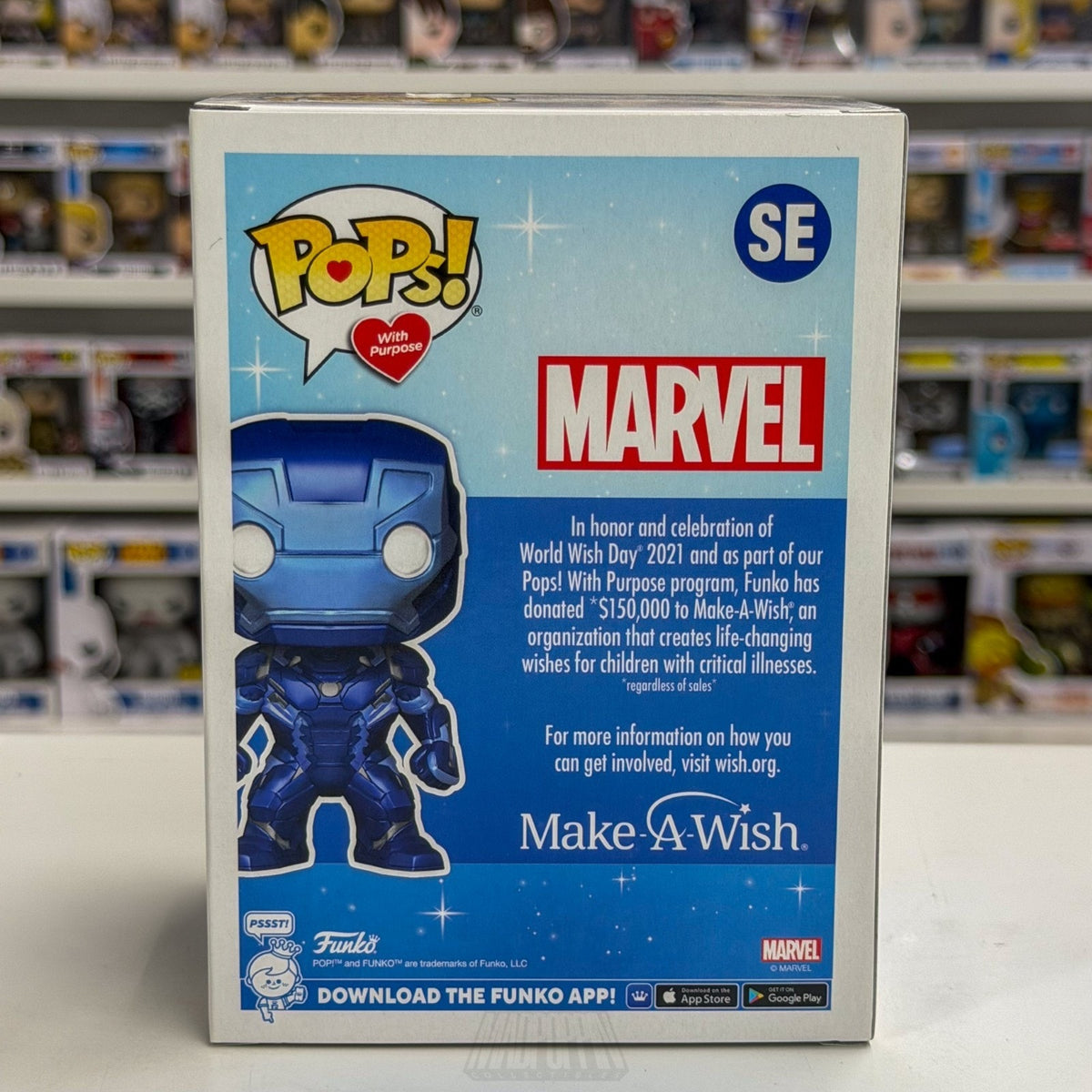 Funko Pop Marvel Make A Wish Iron Man Blue Metallic Exclusive SE Vinyl Figure