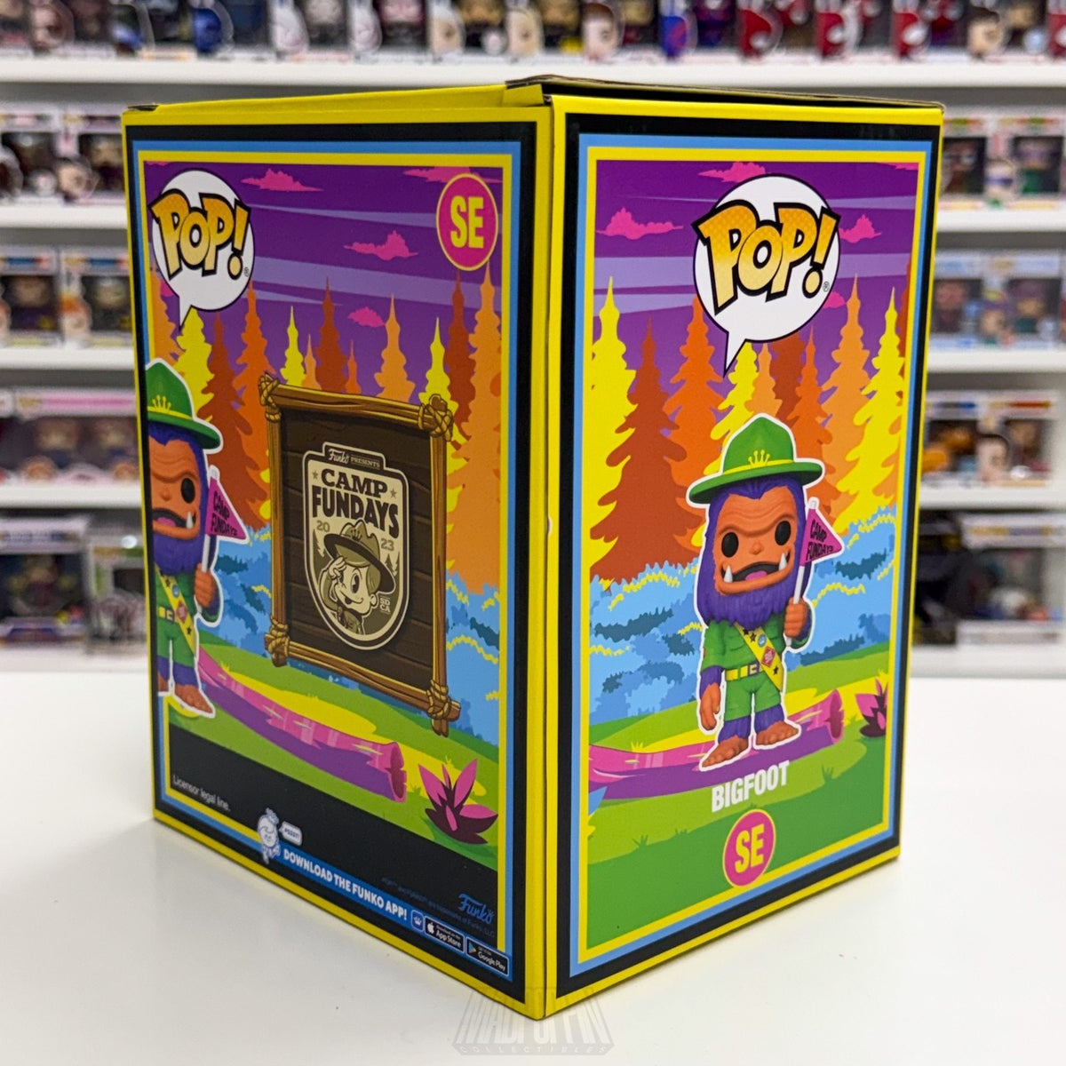 Funko Pop Camp Fundays Bigfoot Pink Flag Blacklight 850 Pcs SE 6" Vinyl Figure