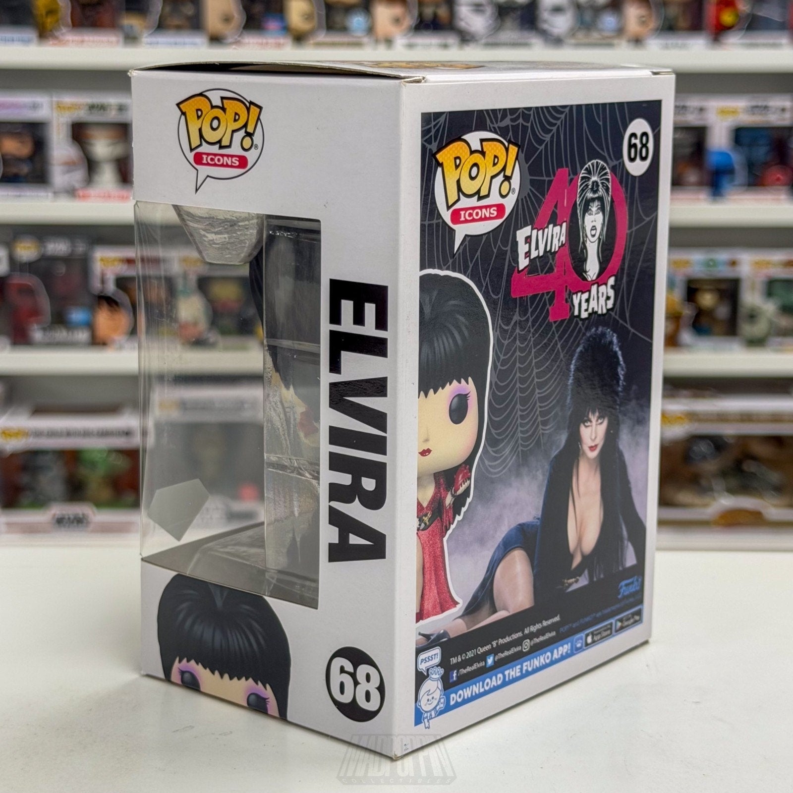 Funko Pop Icons Elvira Mistress of the Dark Diamond Glitter 68 Toy Vinyl Figure