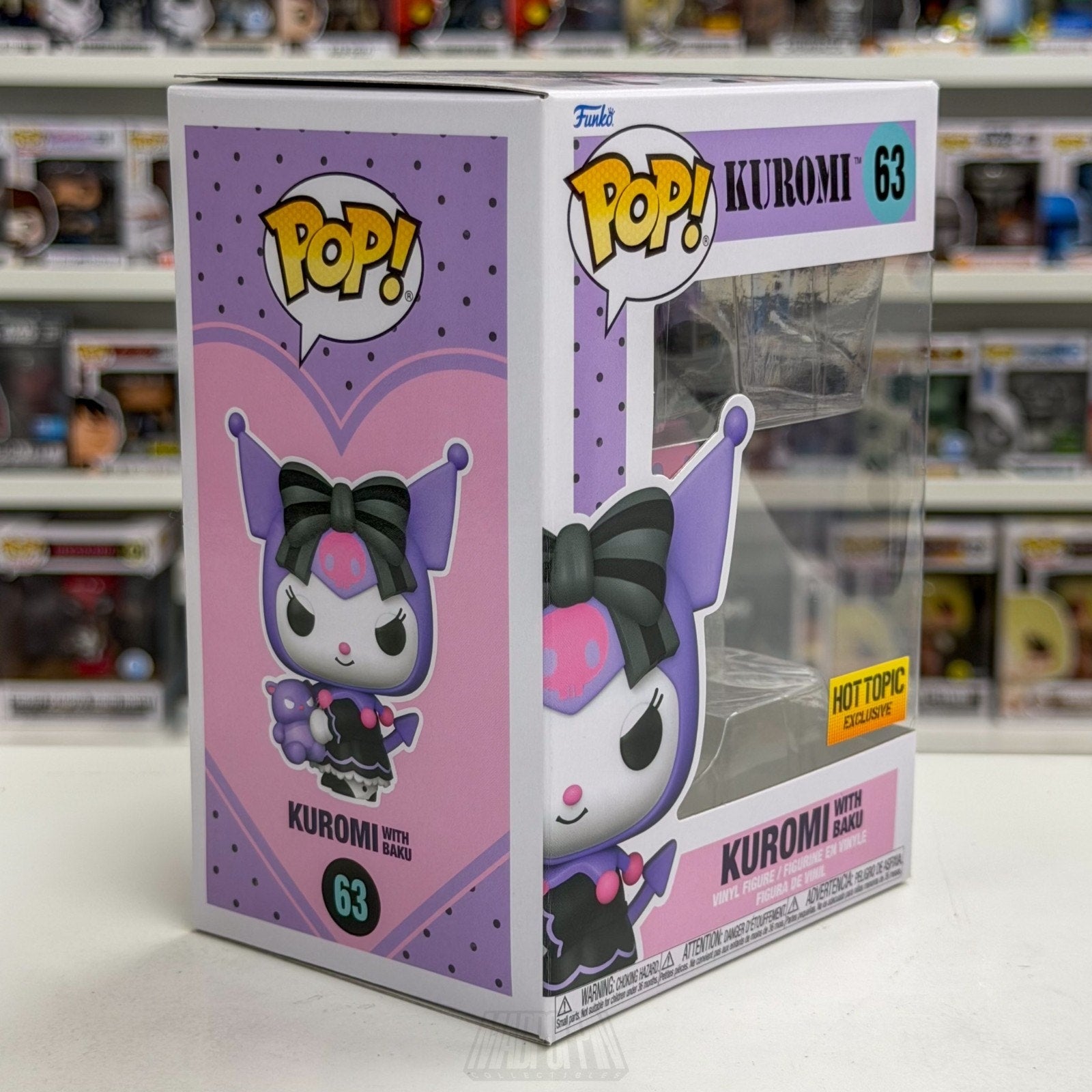 Funko Pop Sanrio Kuromi w/Baku Hot Topic 63 Kawaii Cute Rabbit Toy Vinyl Figure